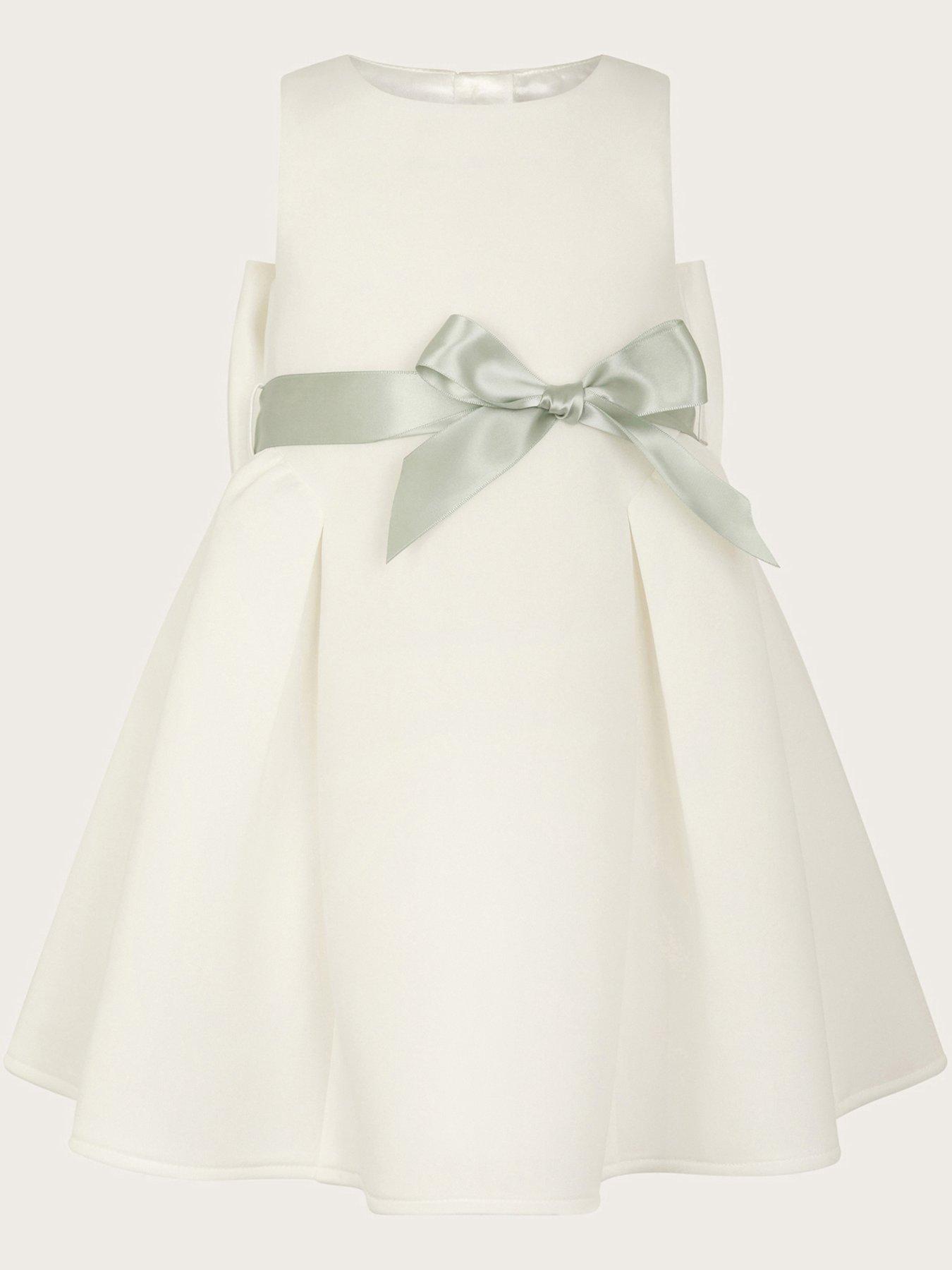 Monsoon Baby Girls Molly Scuba Dress - Light Cream