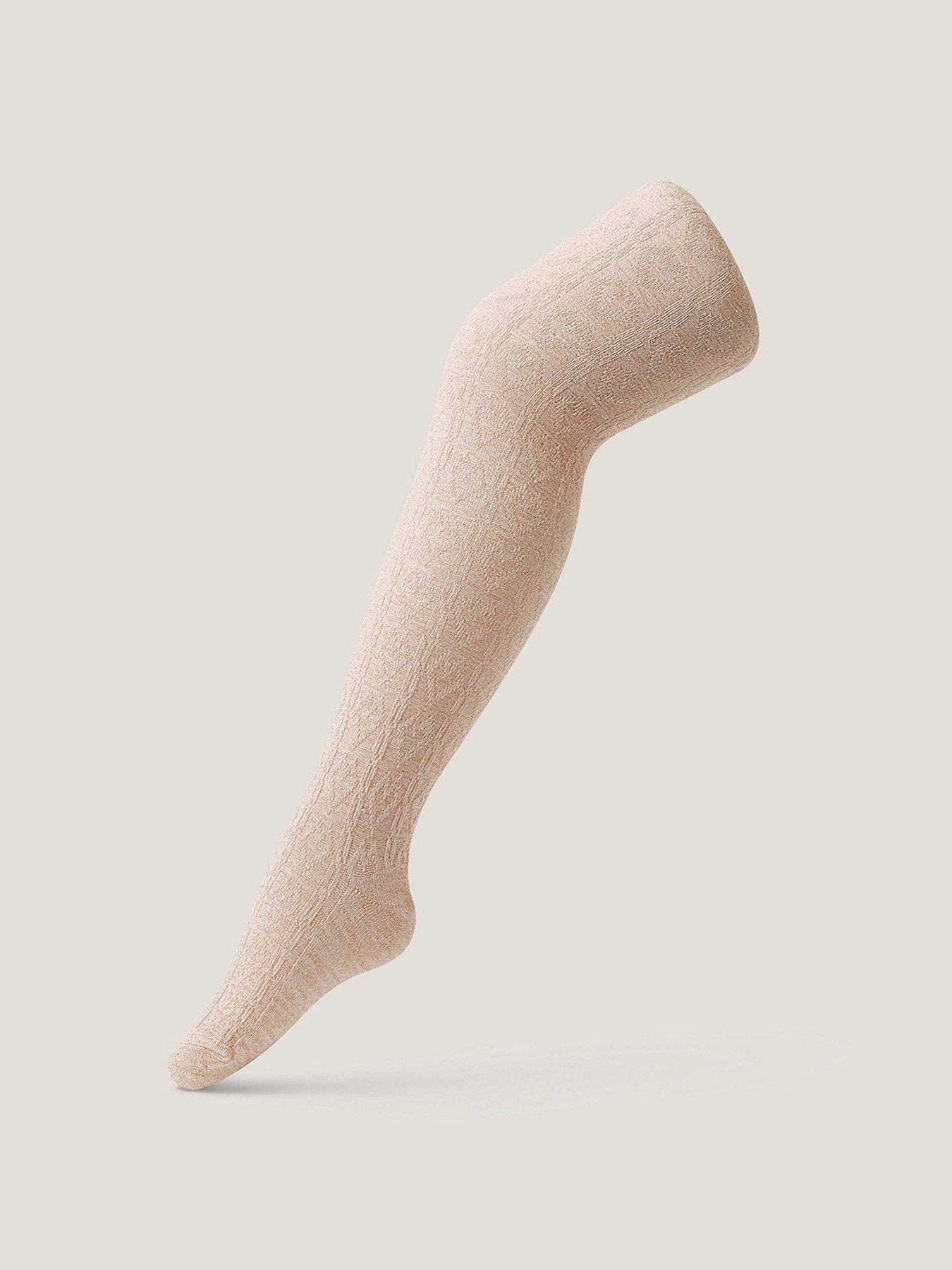 Image 2 of 2 of Monsoon Girls Cable Heart Tights - Pink