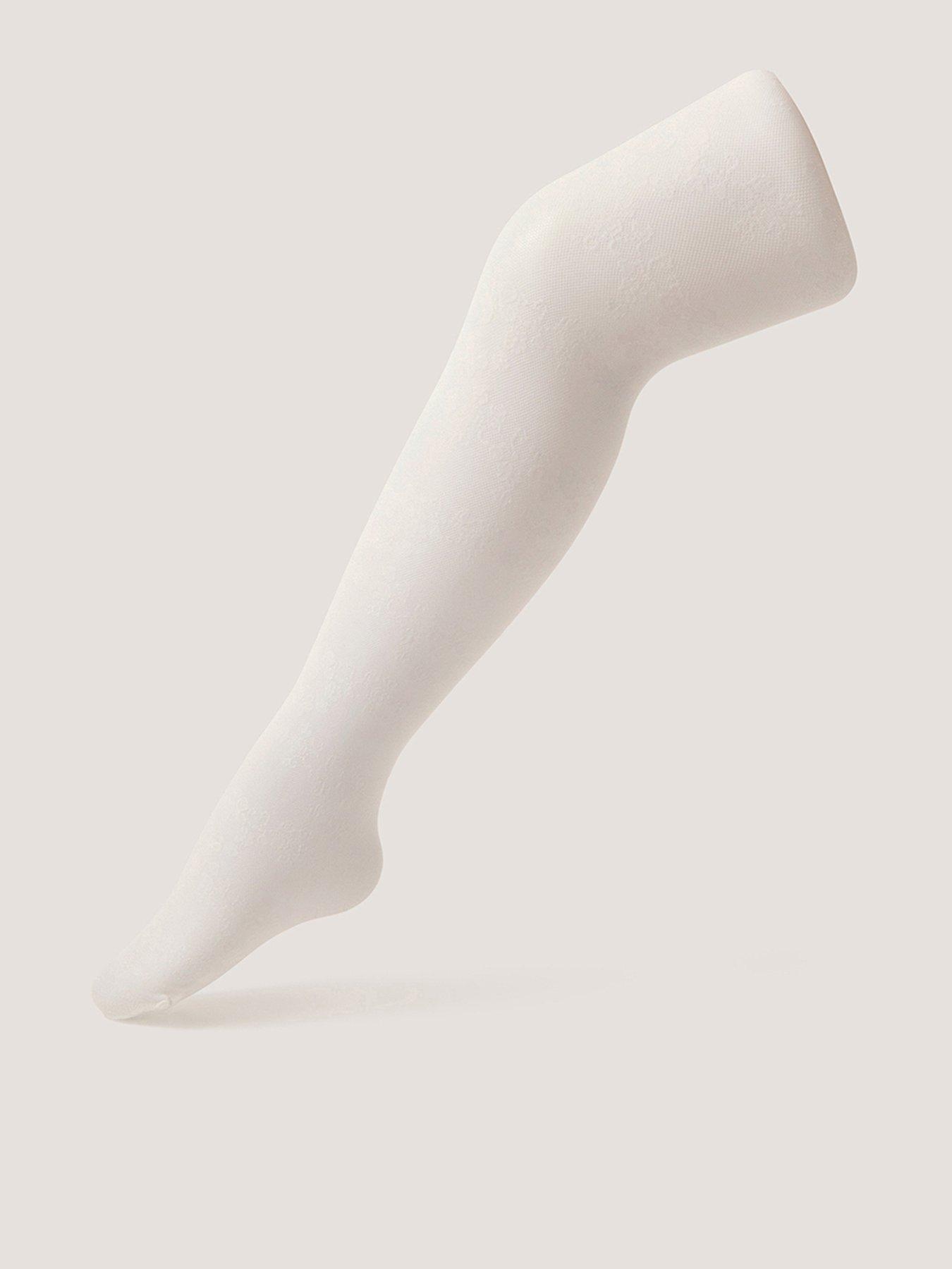 Image 1 of 3 of Monsoon Girls Lacey Tights - White
