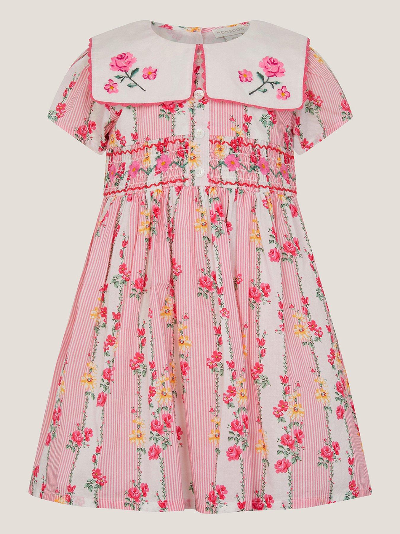 Monsoon Baby Girls Country Charm Floral Dress - Pink