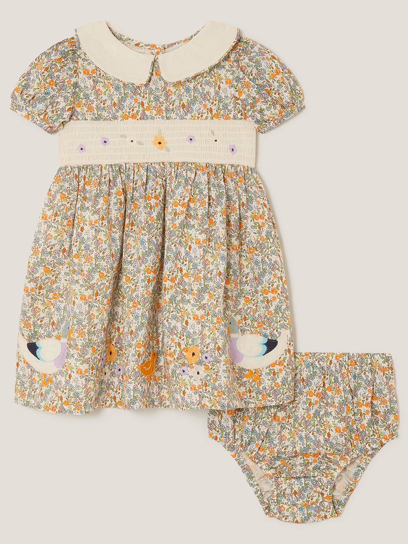 Monsoon Baby Girls Darcie Duck Smock Dress - Yellow