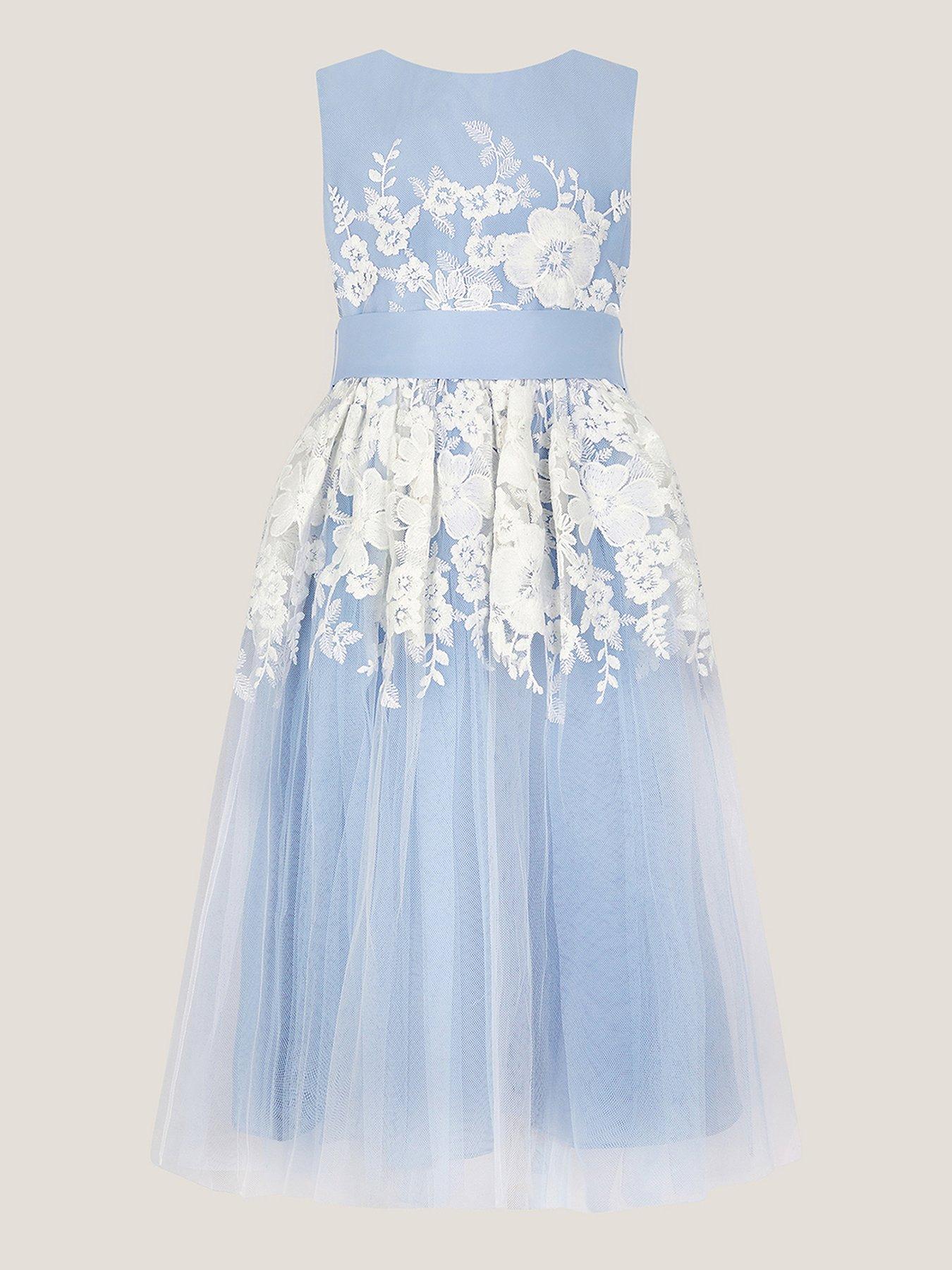 Monsoon Girls Felicity Embroidered Maxi Dress - Light Blue | Littlewoods