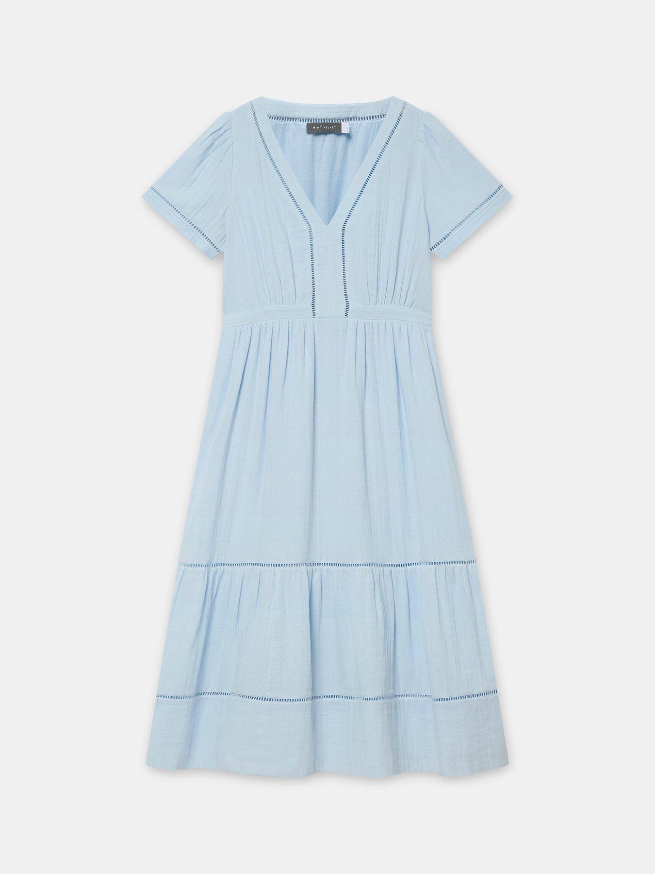 Image 5 of 6 of Mint Velvet Cotton Gauze Midi Dress - Blue