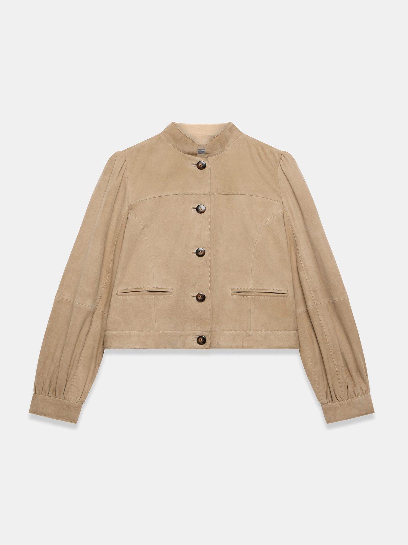 Image 5 of 6 of Mint Velvet Sand Suede Puff Sleeve Jacket