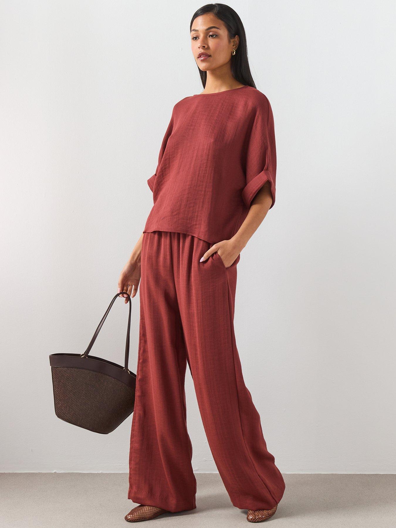  image of mango-three-quarter-sleeve-blouse-red