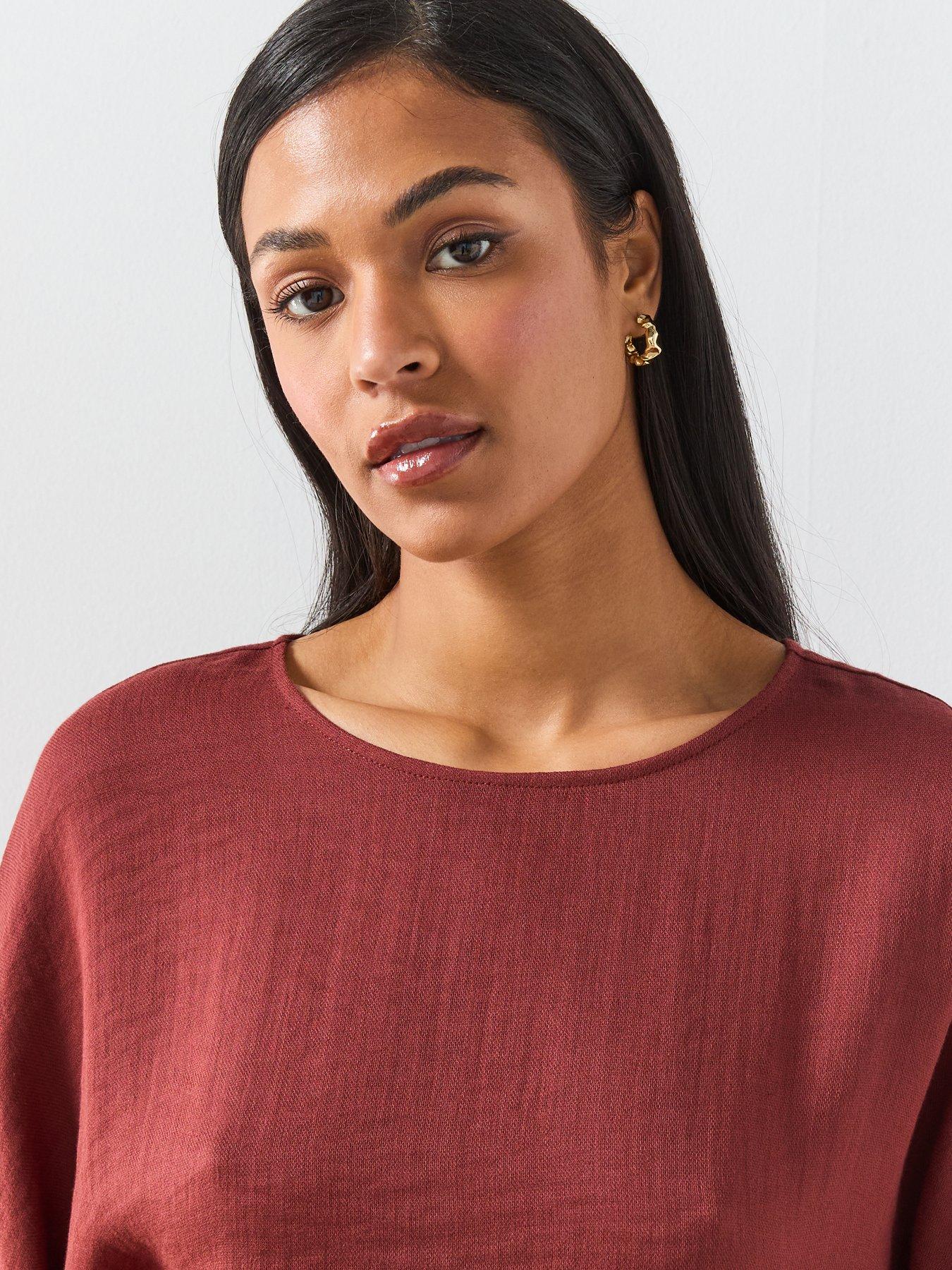  image of mango-three-quarter-sleeve-blouse-red