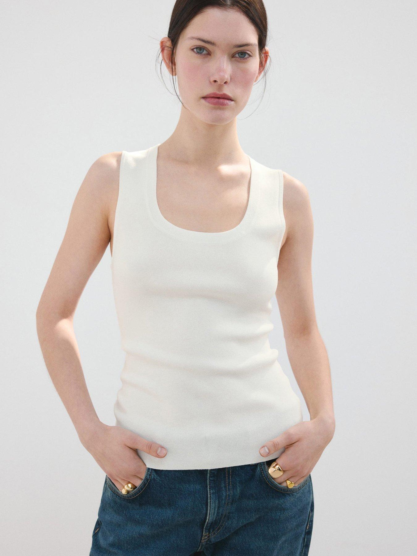  image of mango-round-neck-knitted-top-cream