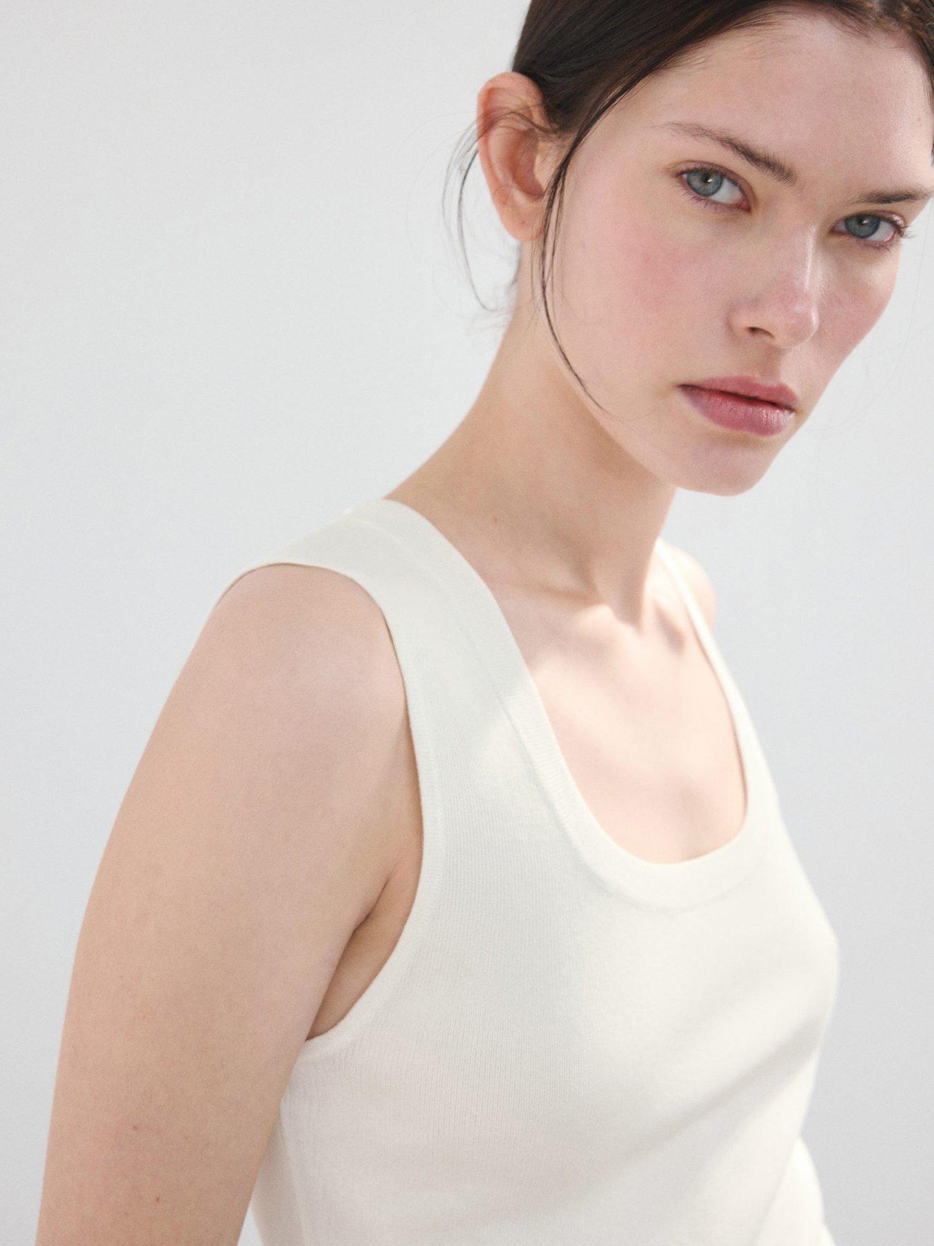  image of mango-round-neck-knitted-top-cream