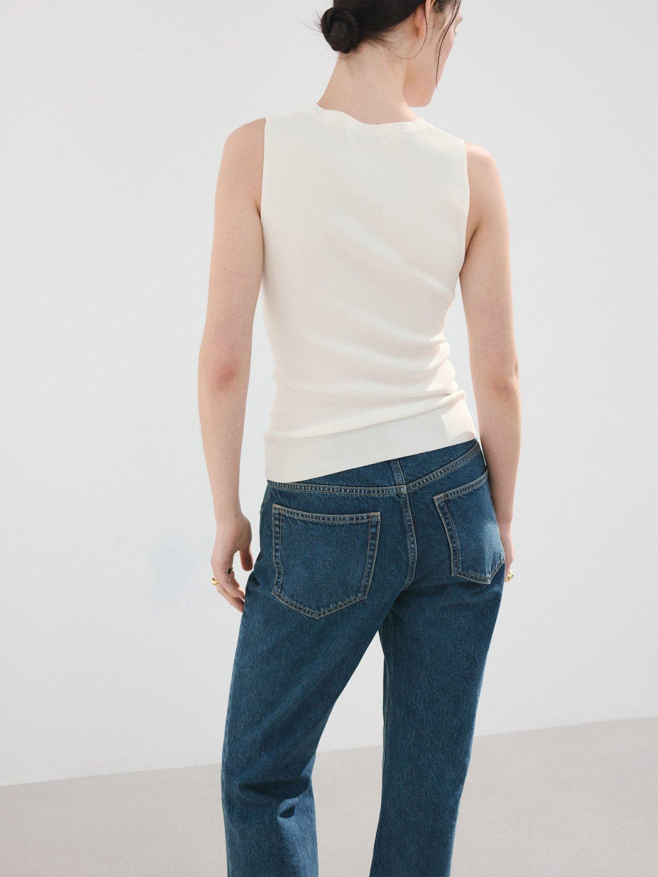  image of mango-round-neck-knitted-top-cream