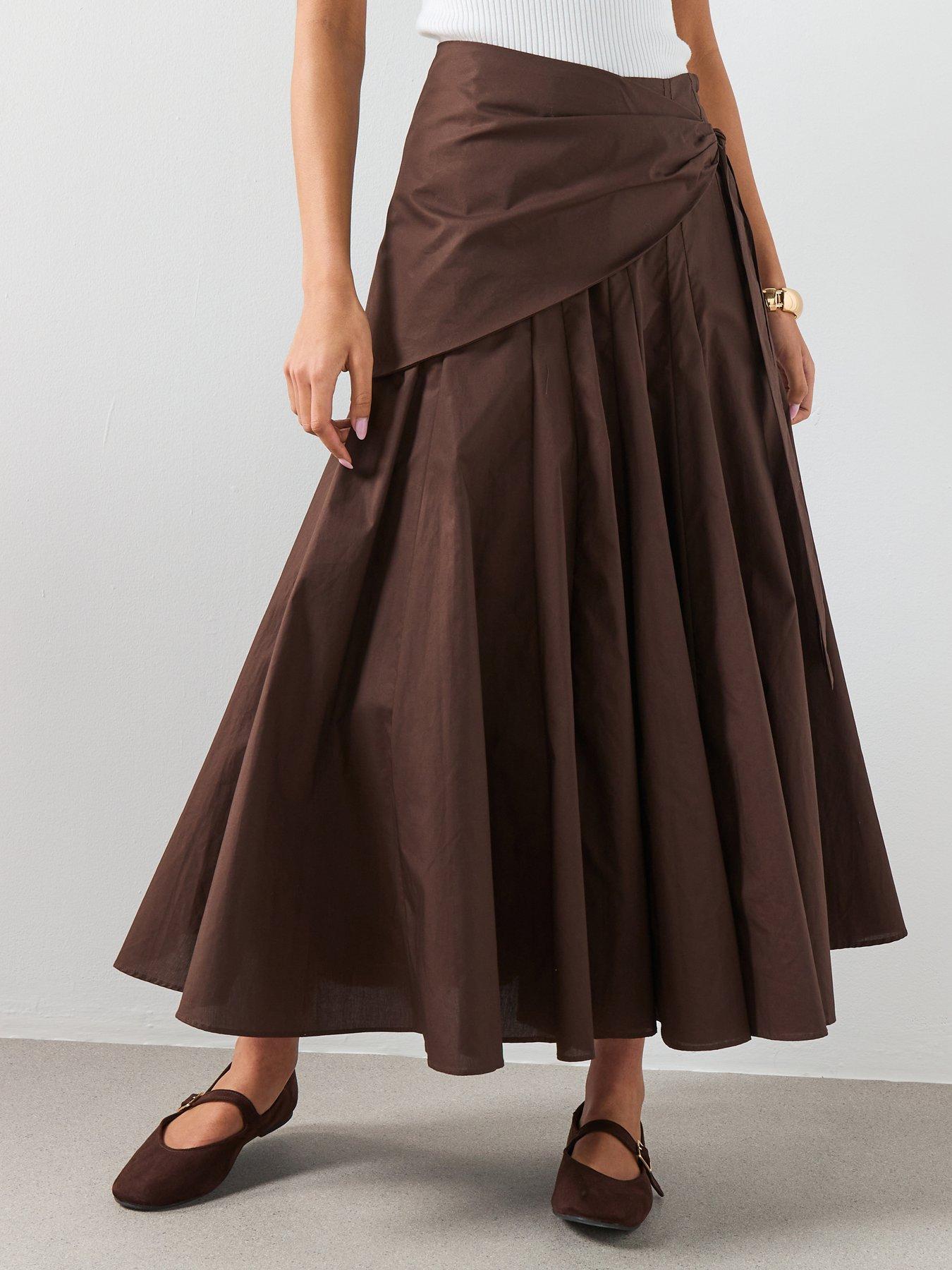 Mango A-Line Skirt With Handkerchief Detail - Brown