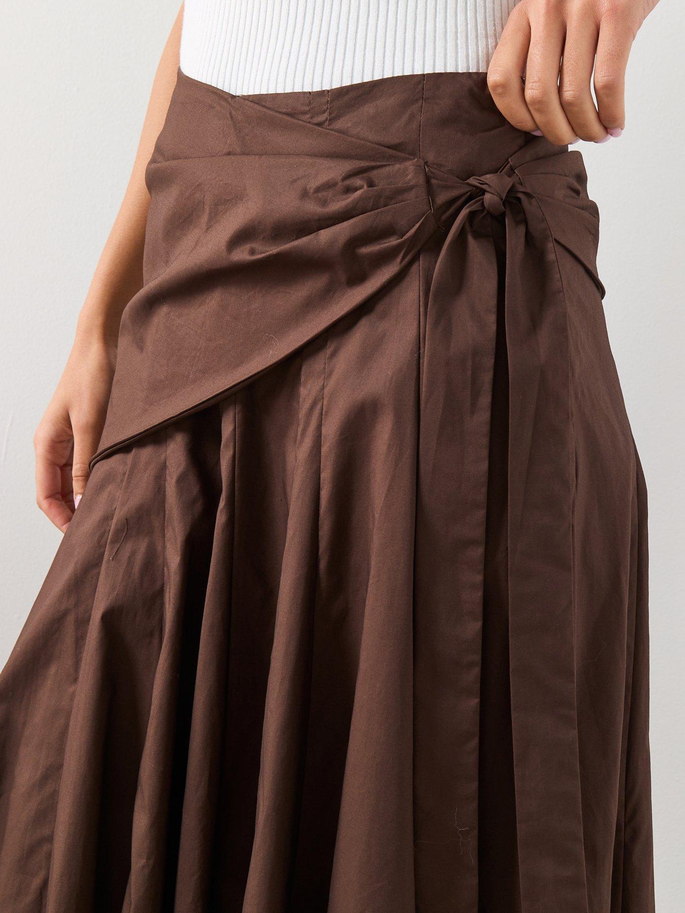Image 4 of 6 of Mango A-Line Skirt With Handkerchief Detail - Brown