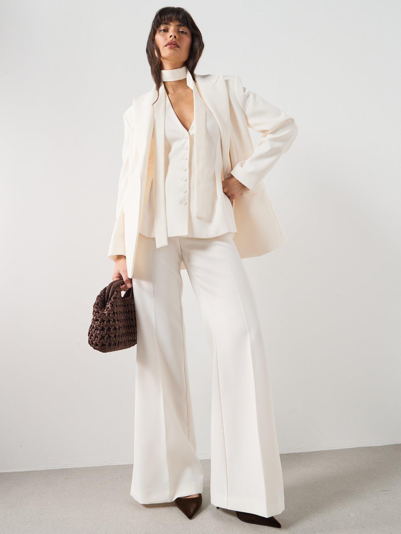  image of mango-peplum-top-with-halter-neck-vanilla