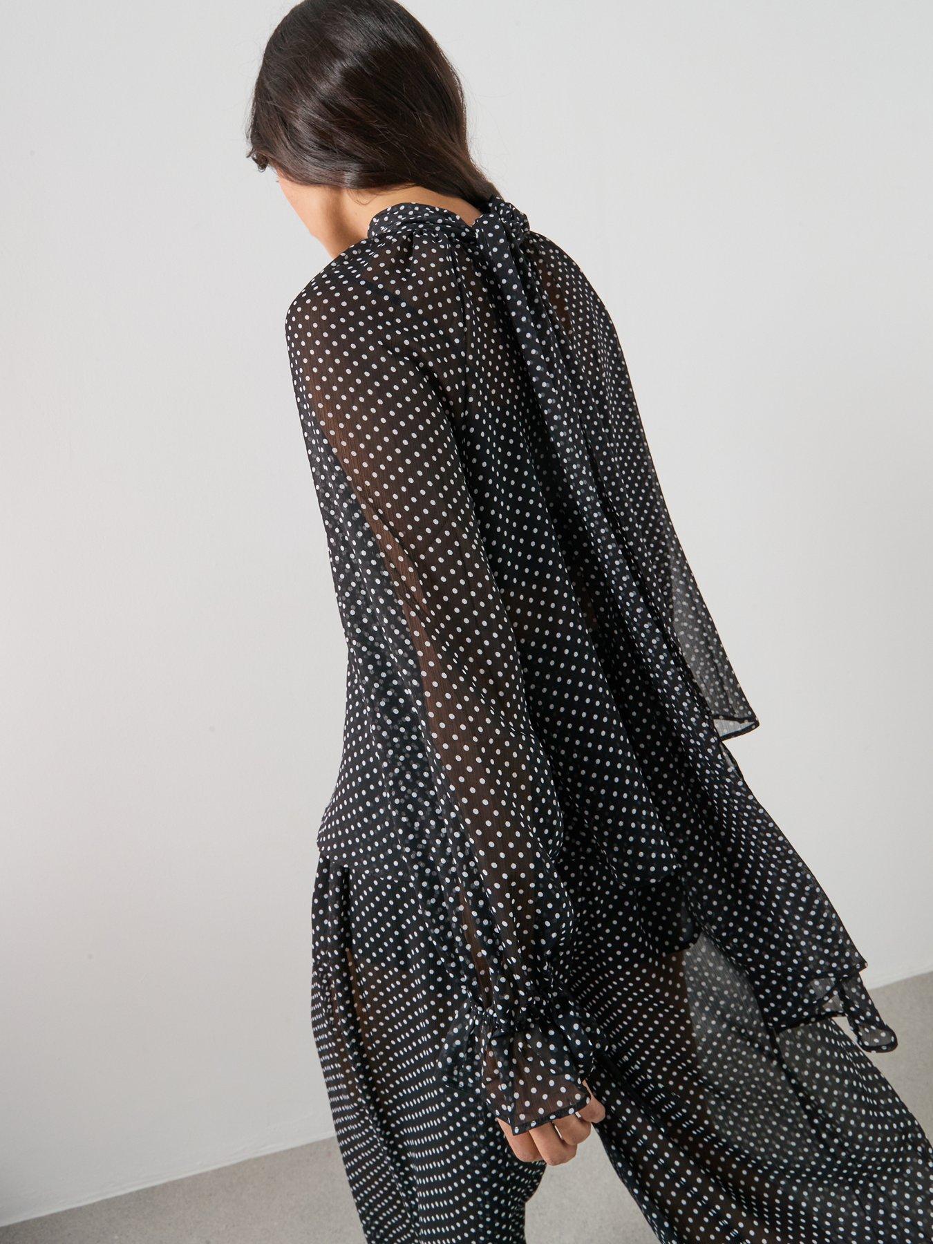Image 2 of 6 of Mango Polka Dot Blouse - Black