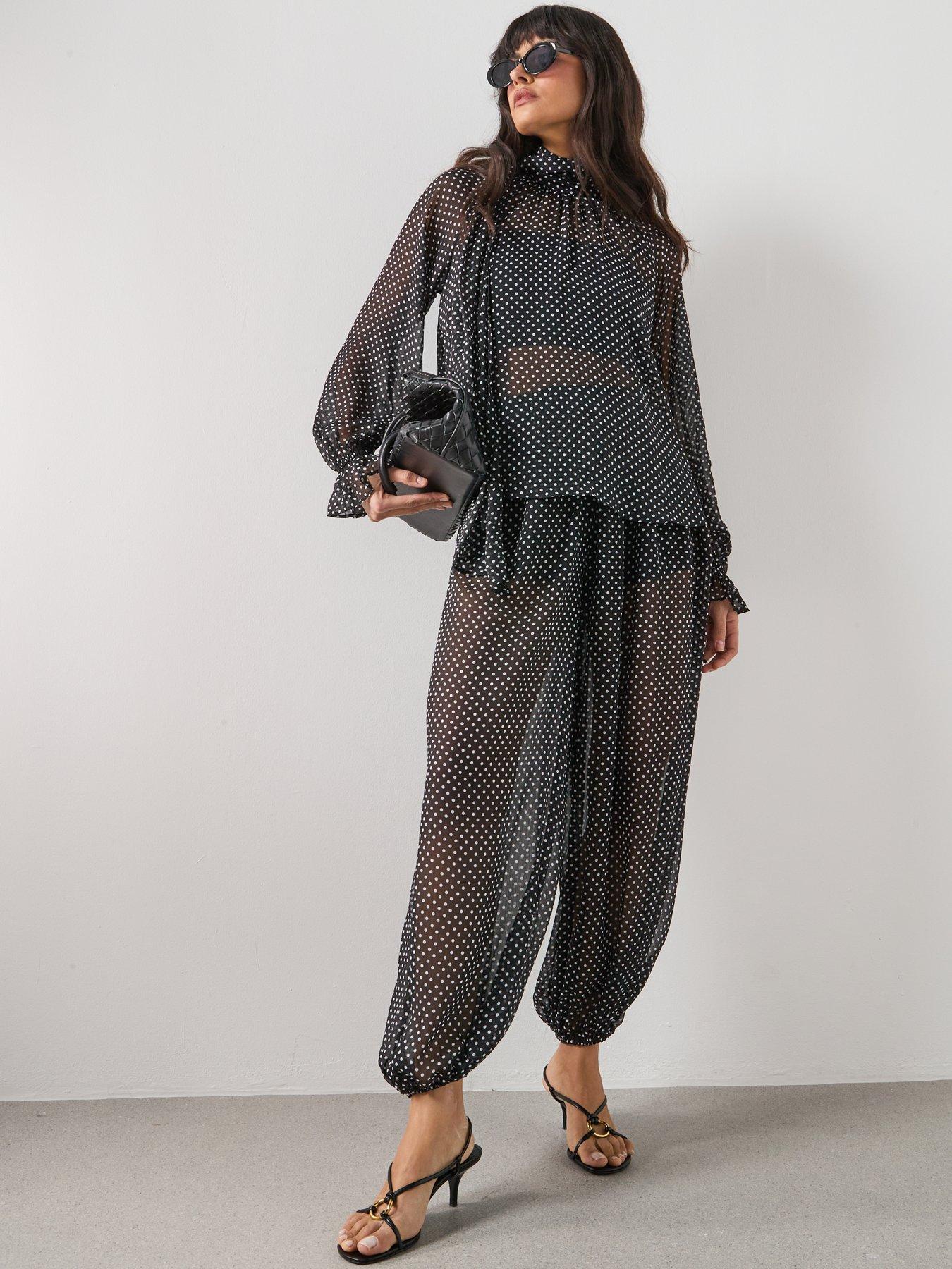 Image 3 of 6 of Mango Polka Dot Blouse - Black