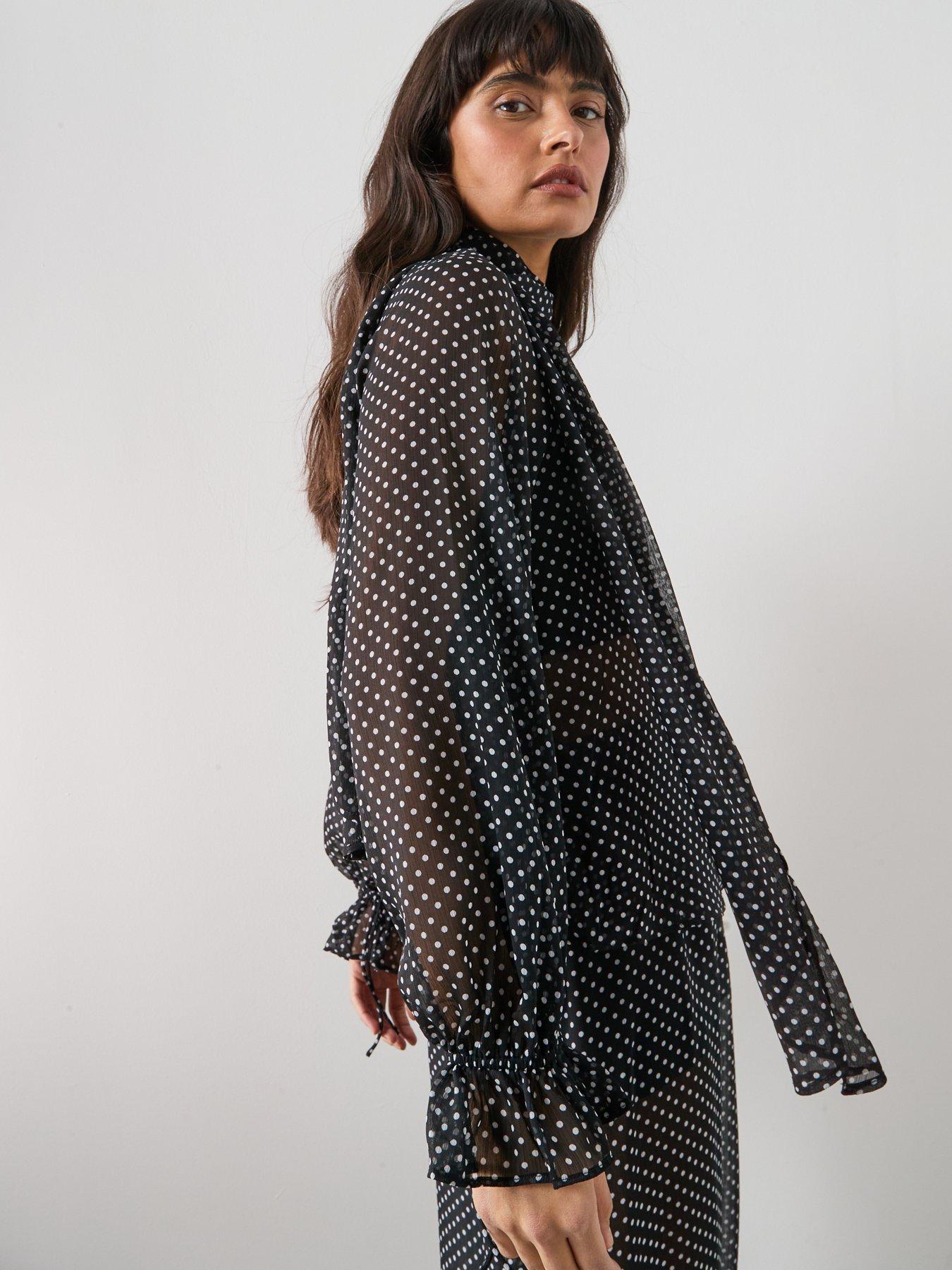 Image 5 of 6 of Mango Polka Dot Blouse - Black