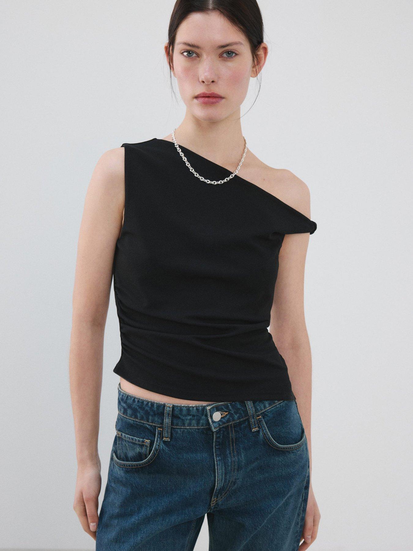 mango-asymmetrical-fitted-top-black