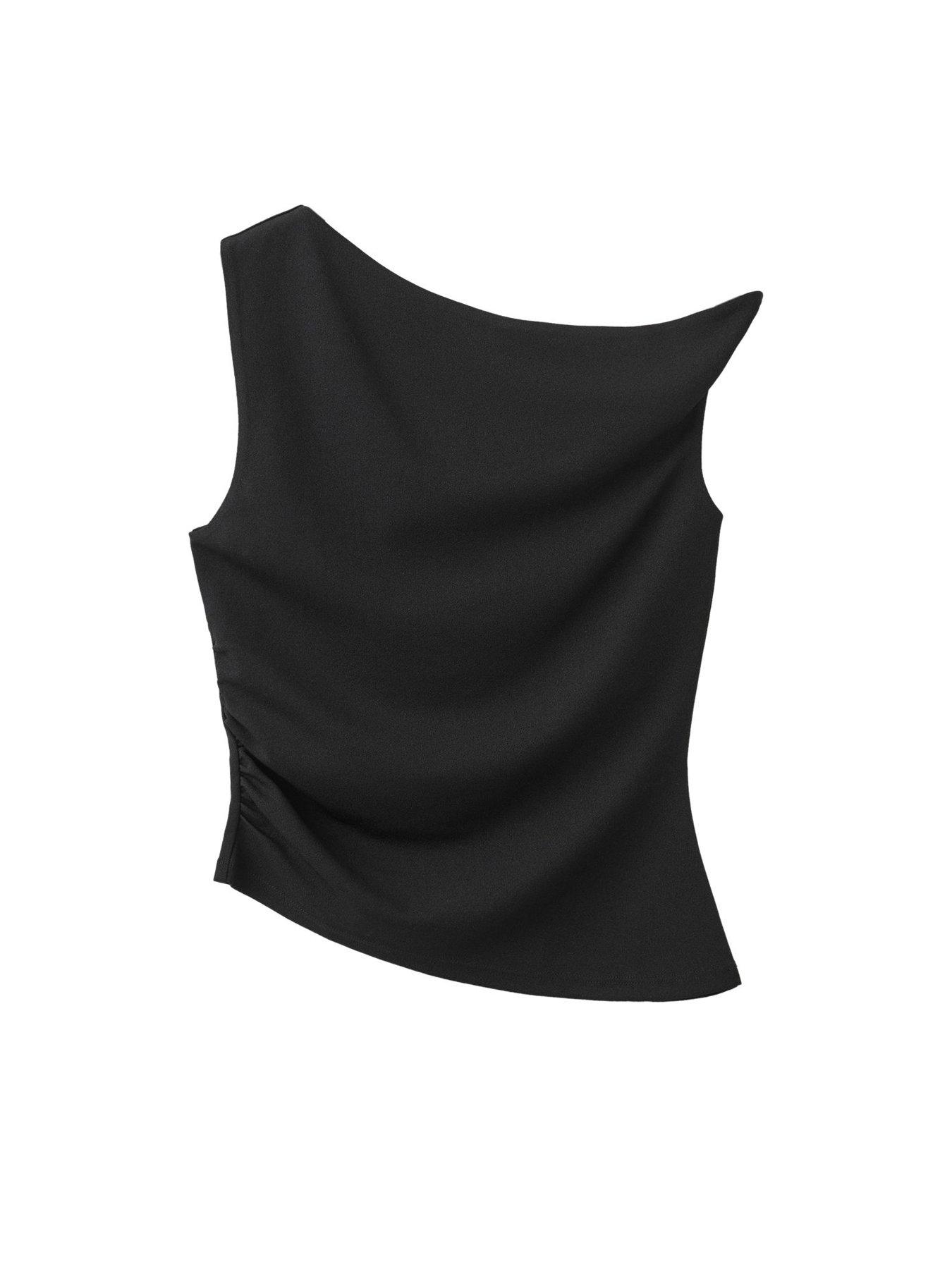 Image 6 of 6 of Mango Asymmetrical Fitted Top - Black