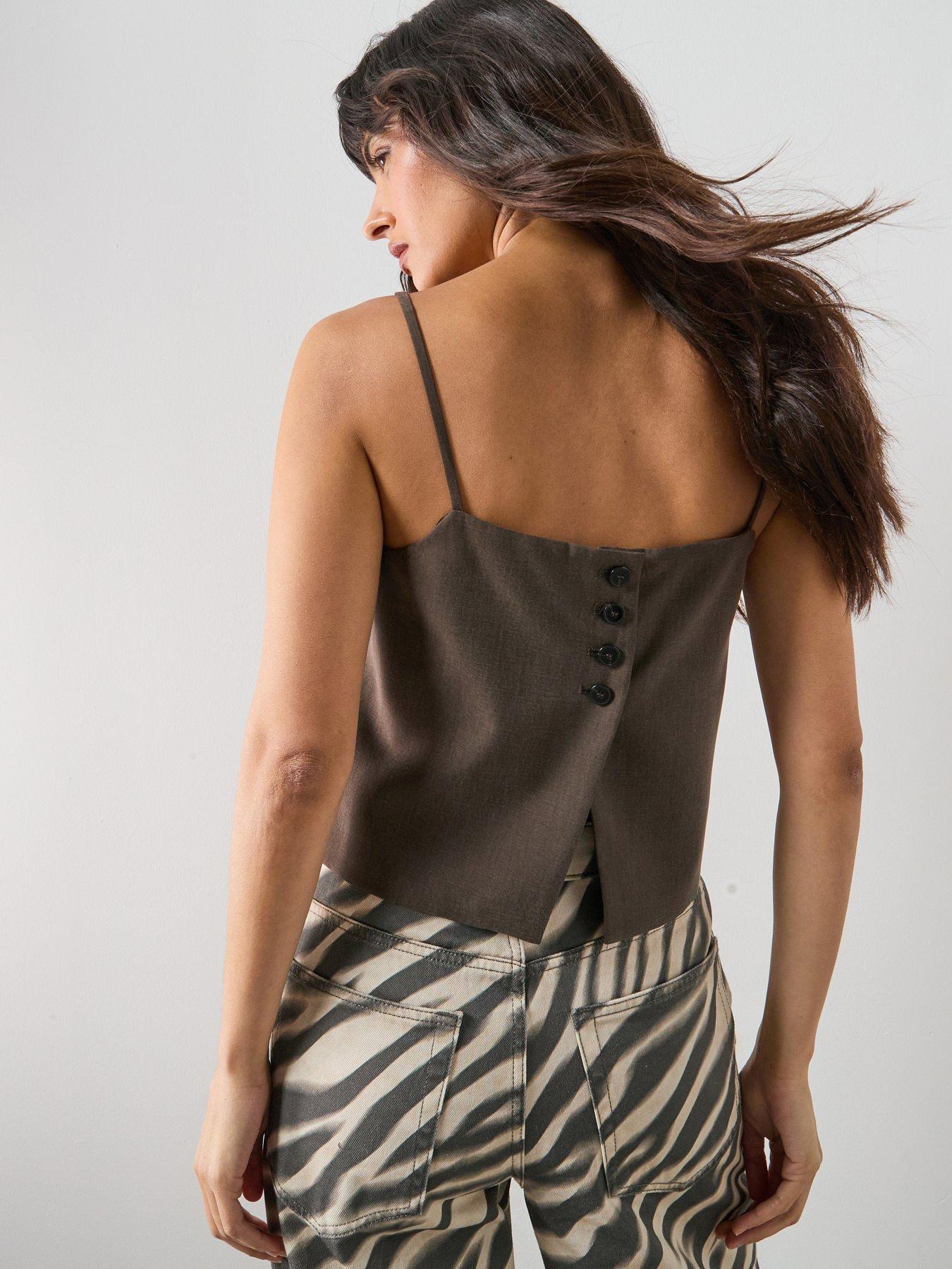 Image 1 of 5 of Mango Lyocell Suit Waistcoat - Brown