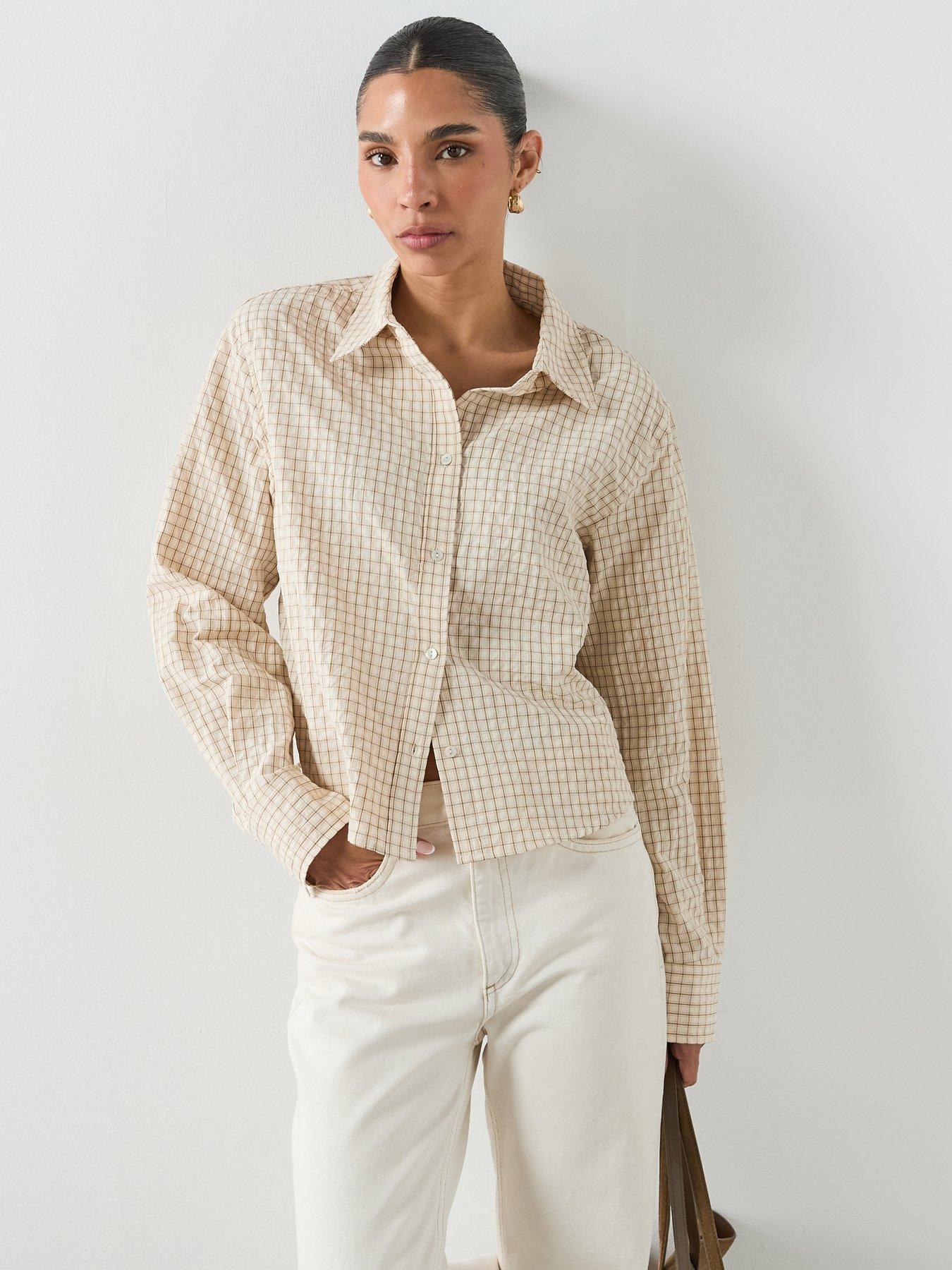Mango Straight Checkered Shirt - Brown