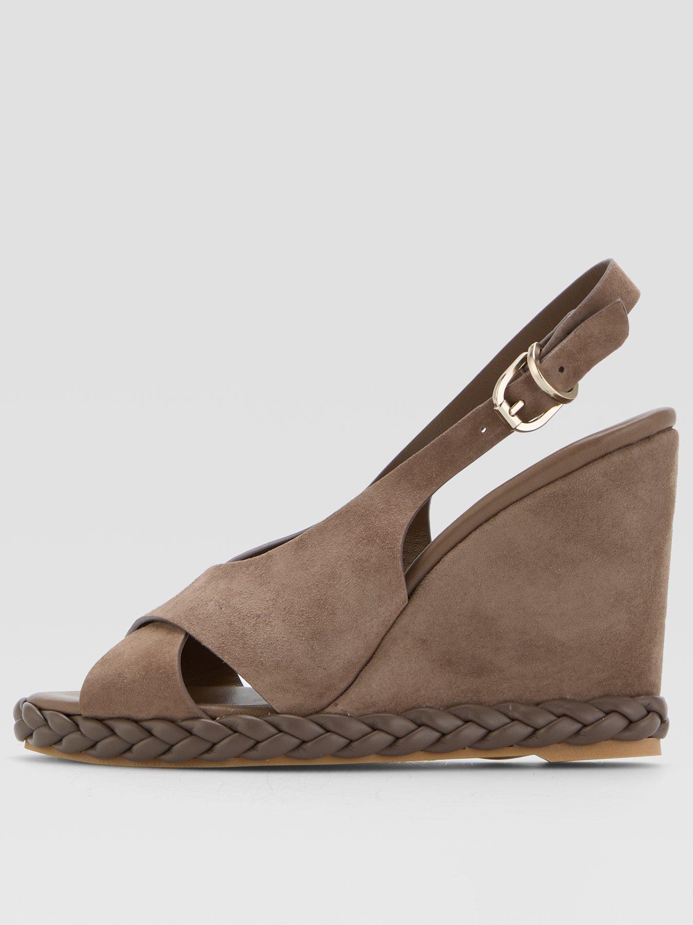 CASTANER Suede Braided High Wedge Sandal - Brown