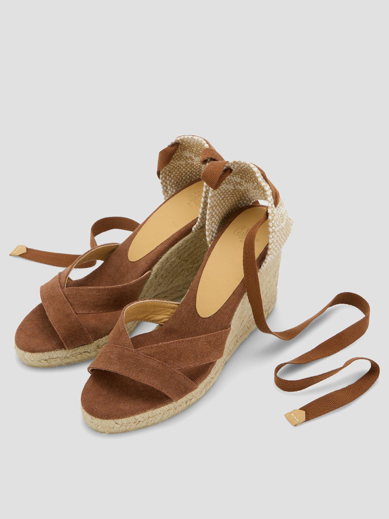 Image 2 of 7 of CASTANER Suede Open Toe Wedge Sandals - Brown
