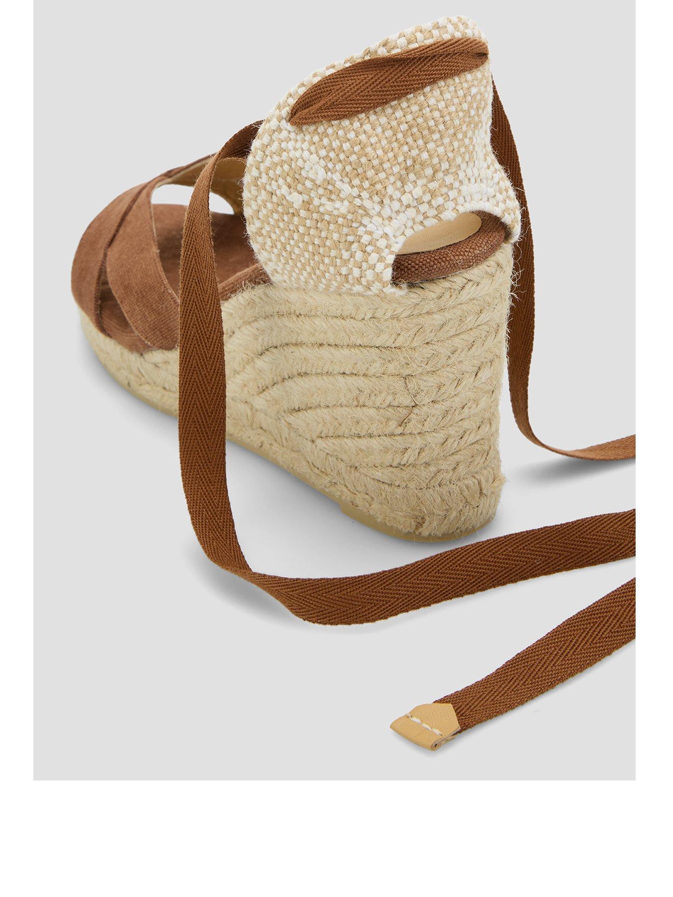 Image 3 of 7 of CASTANER Suede Open Toe Wedge Sandals - Brown