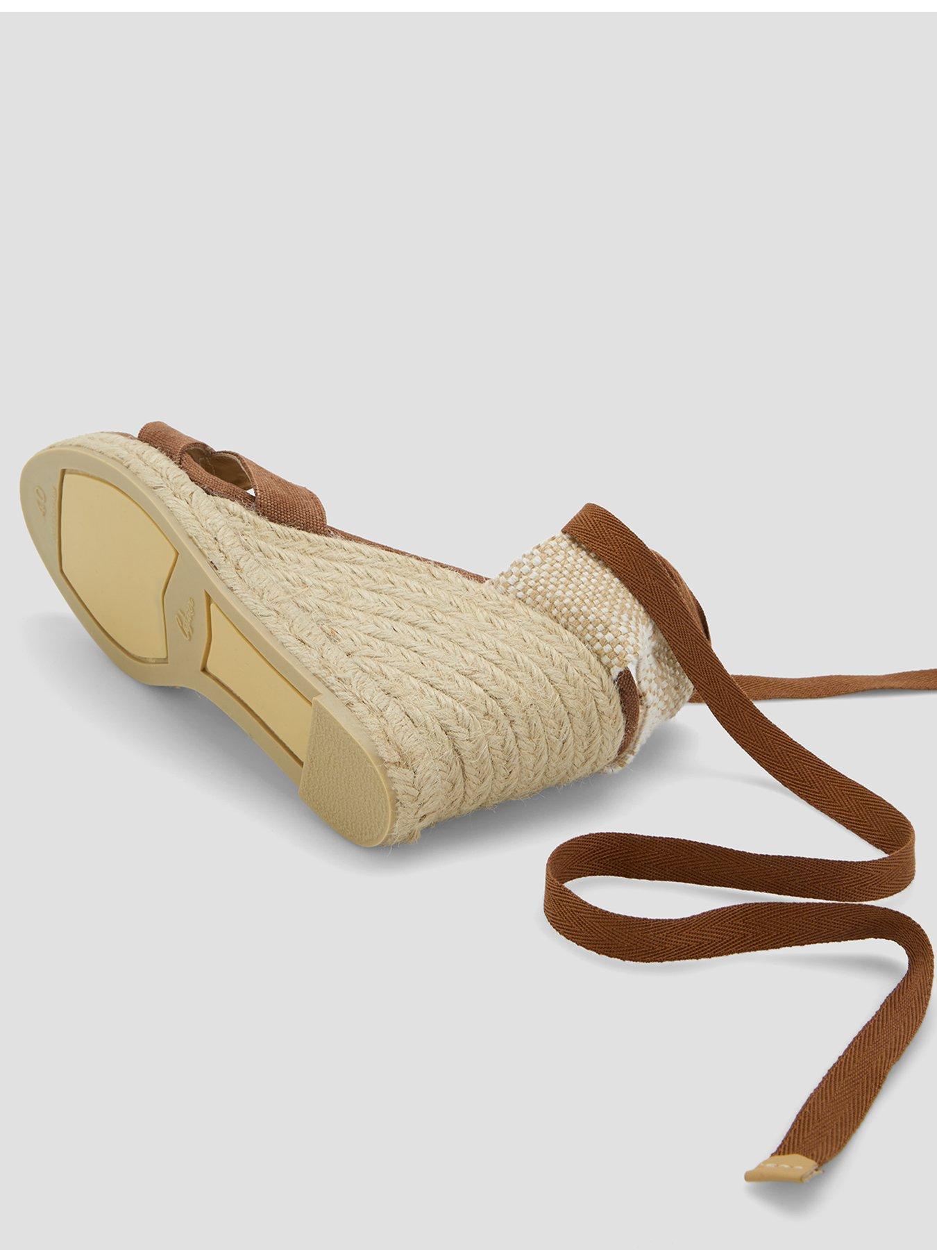 Image 5 of 7 of CASTANER Suede Open Toe Wedge Sandals - Brown