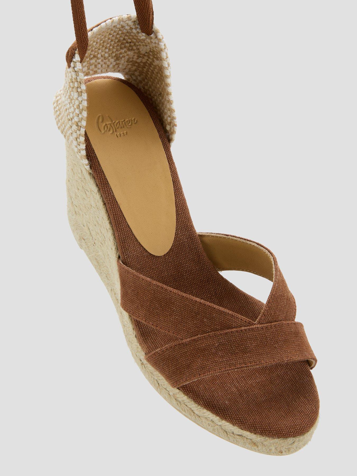 Image 7 of 7 of CASTANER Suede Open Toe Wedge Sandals - Brown