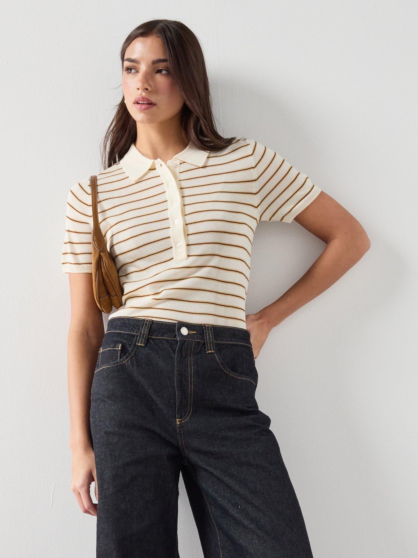 Mango Knitted Polo-neck Sweater - Cream