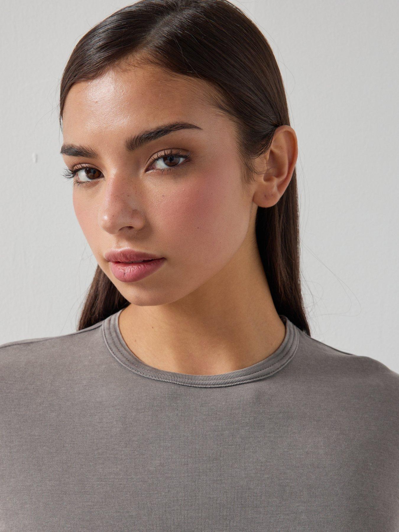 Image 6 of 6 of Mango Cotton T-Shirt With Seams - Grey