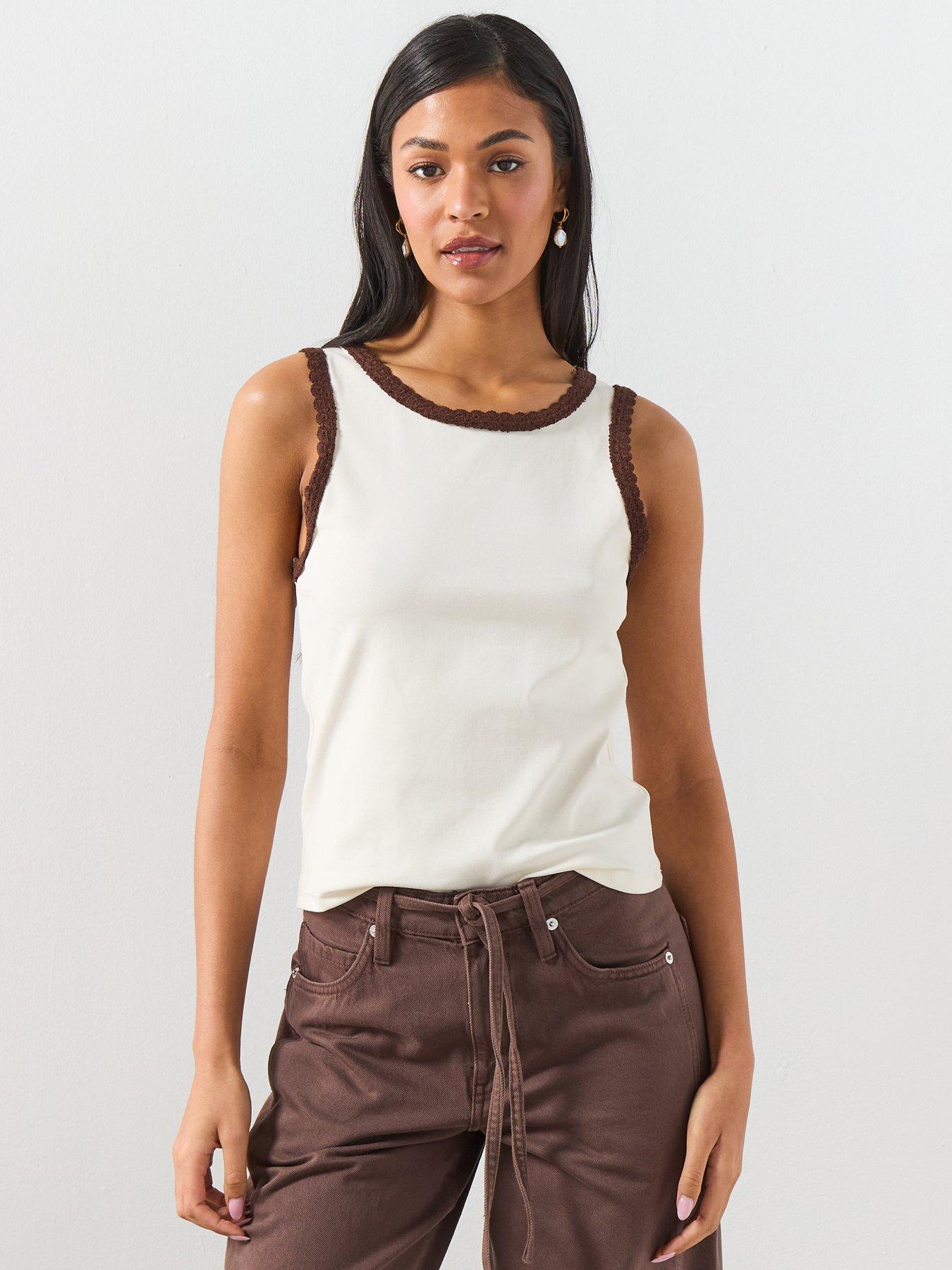 Mango Scalloped Edge Tops - Ecru