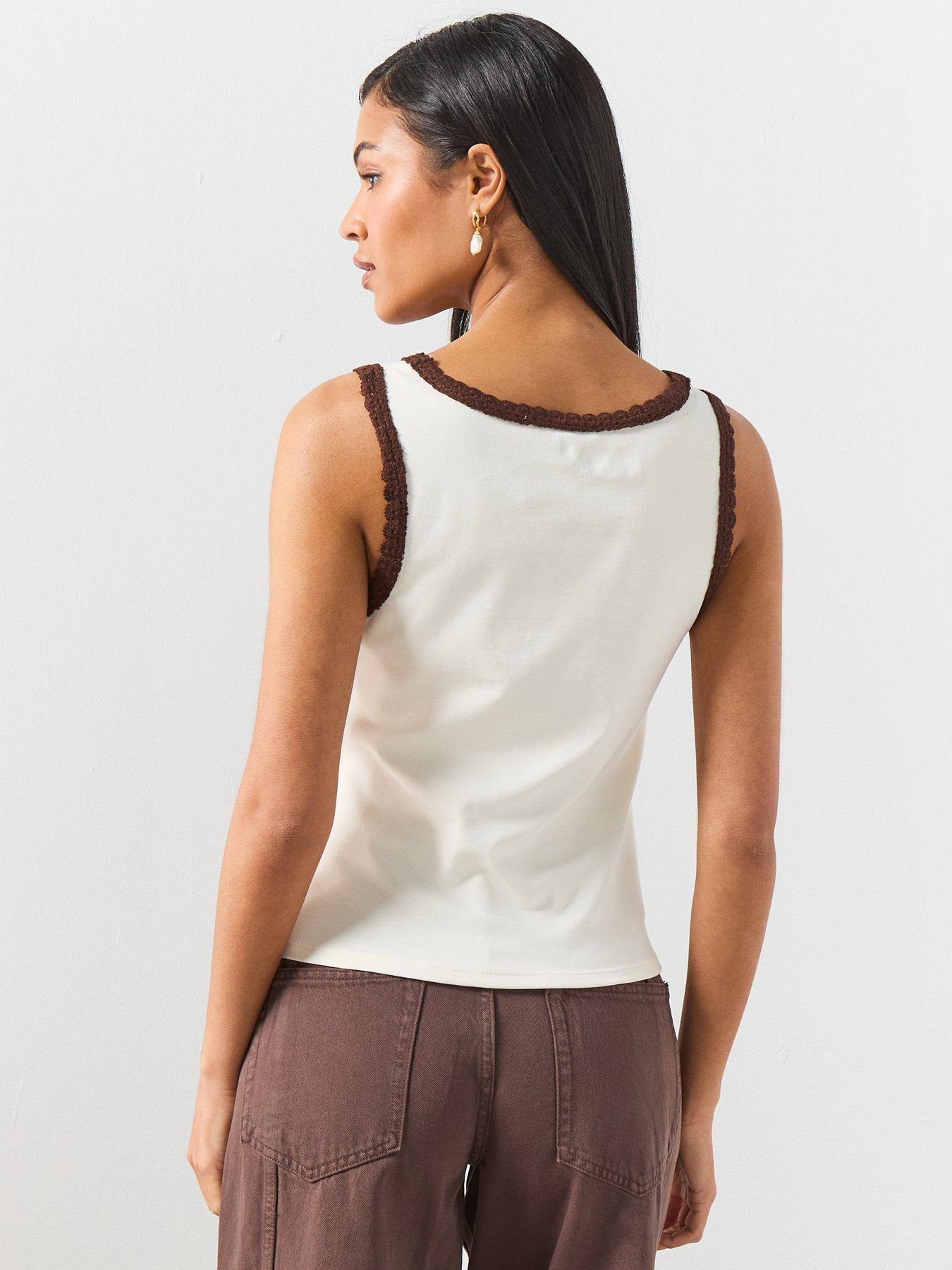 stillFront image of mango-scalloped-edge-tops-ecru