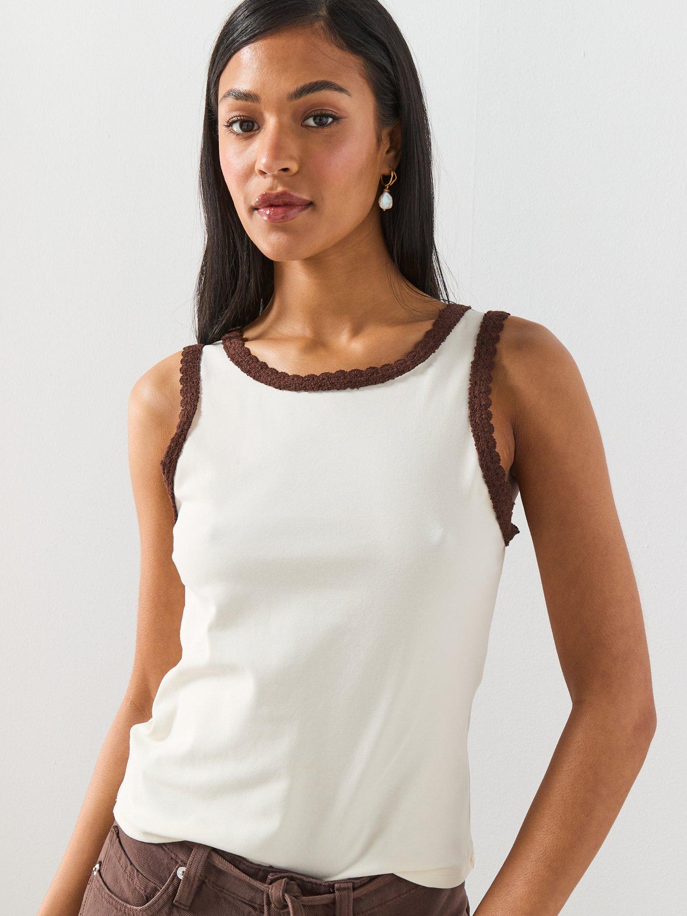  image of mango-scalloped-edge-tops-ecru