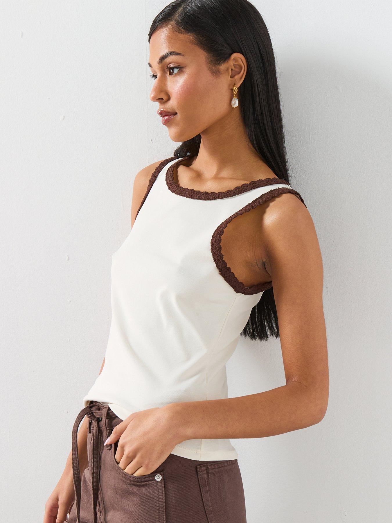  image of mango-scalloped-edge-tops-ecru