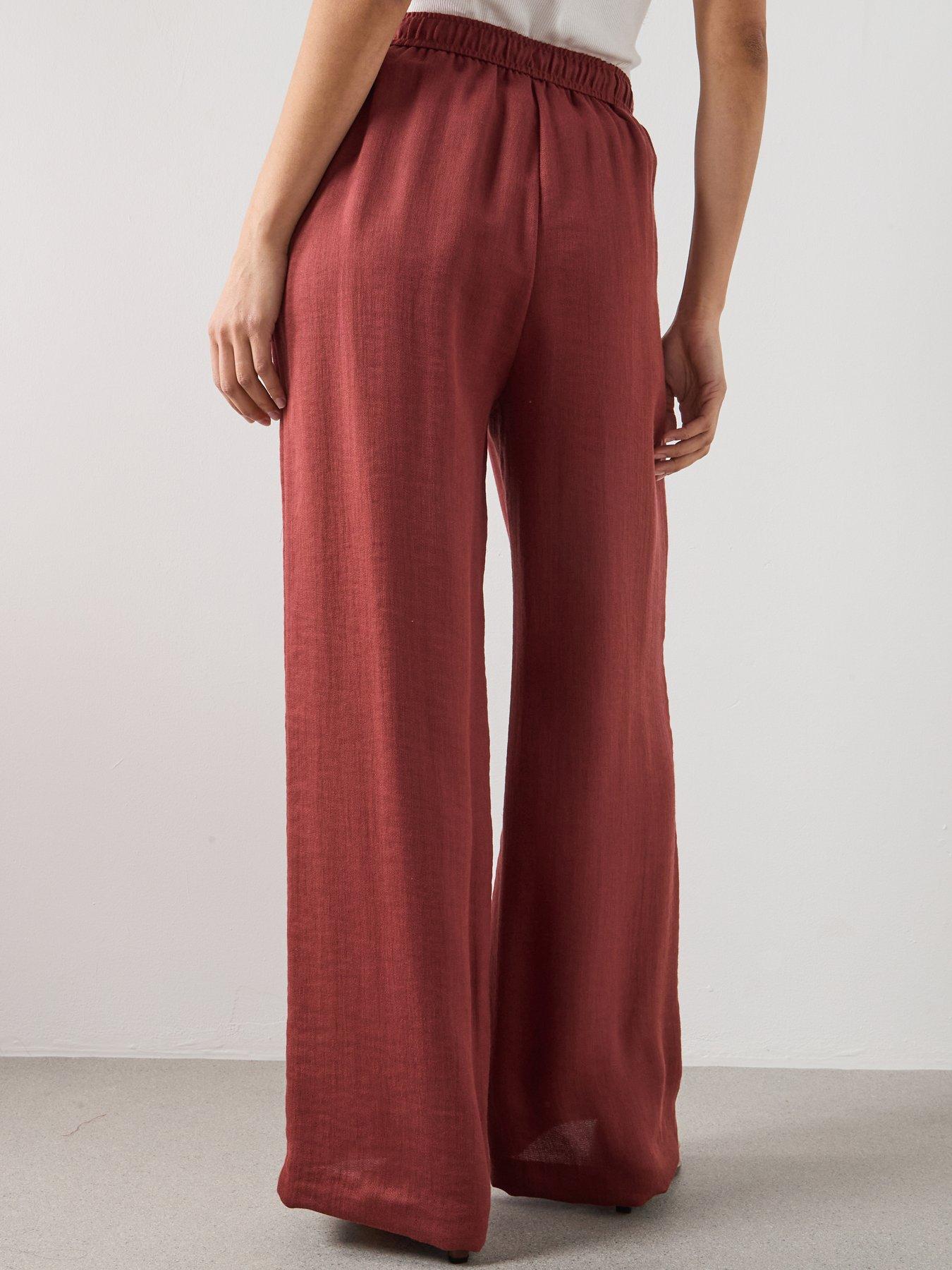 stillFront image of mango-high-waist-palazzo-trousers-red