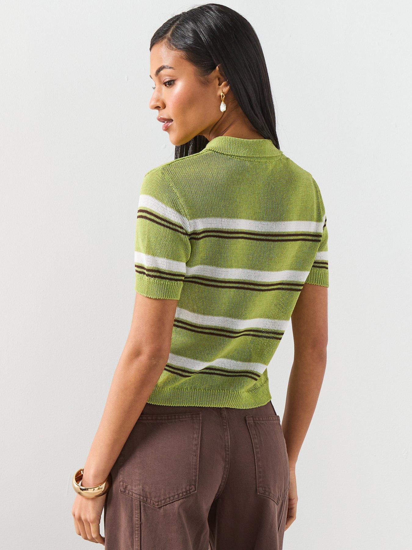  image of mango-knitted-polo-neck-t-shirt-green