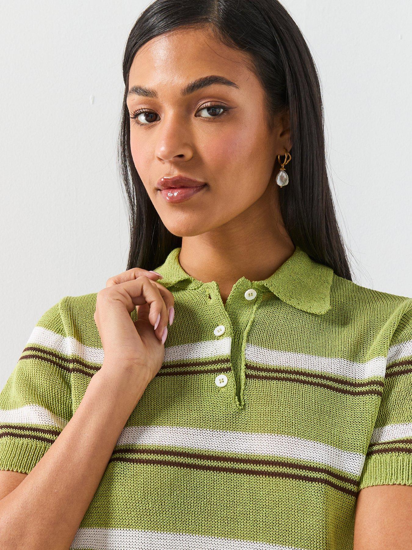  image of mango-knitted-polo-neck-t-shirt-green