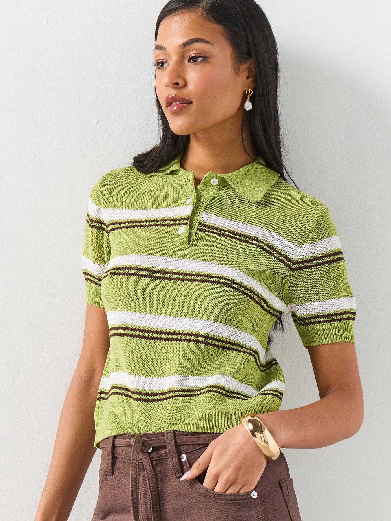  image of mango-knitted-polo-neck-t-shirt-green