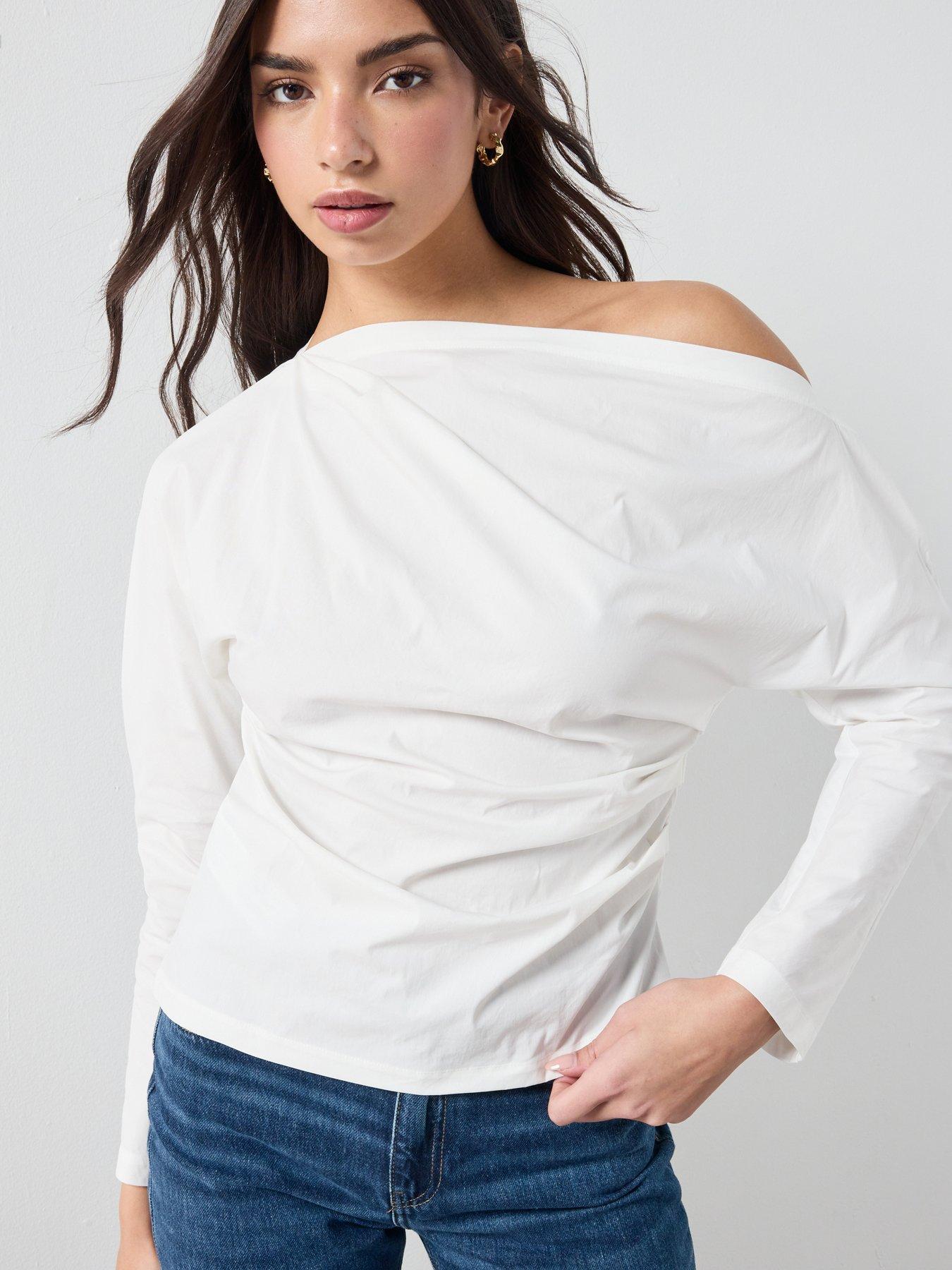 Mango Cotton Blouse With Asymmetrical Collar - White