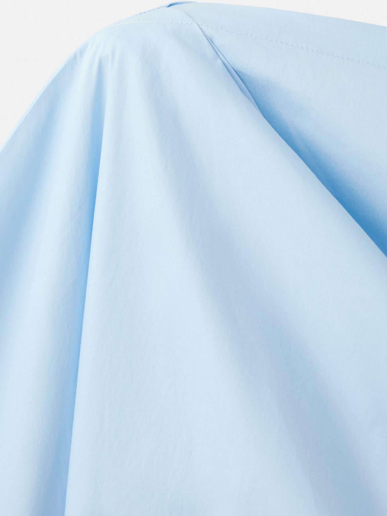  image of mango-cotton-blouse-with-asymmetrical-collar-blue