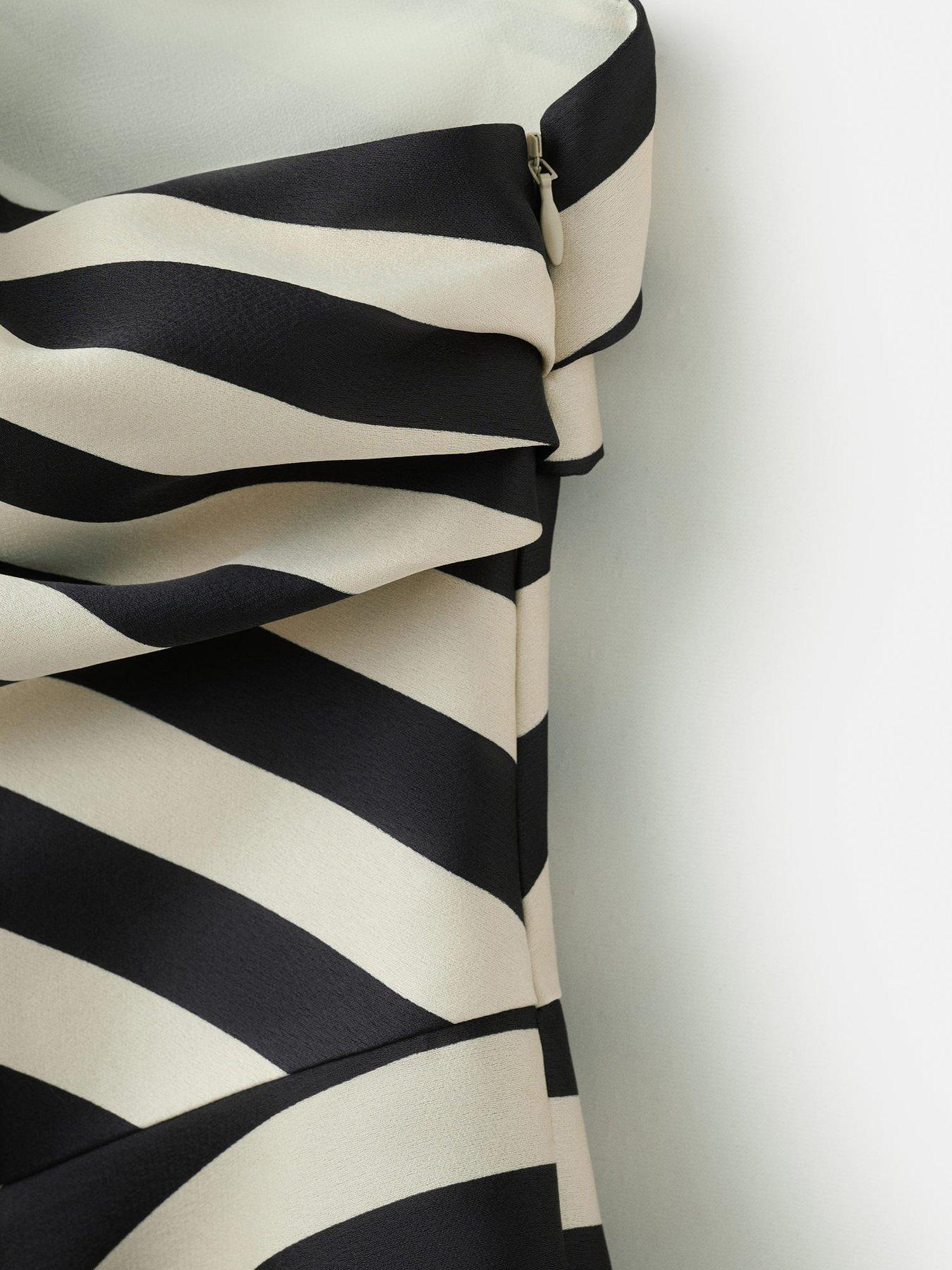 Image 4 of 6 of Mango Striped Asymmetrical Top - Ecru