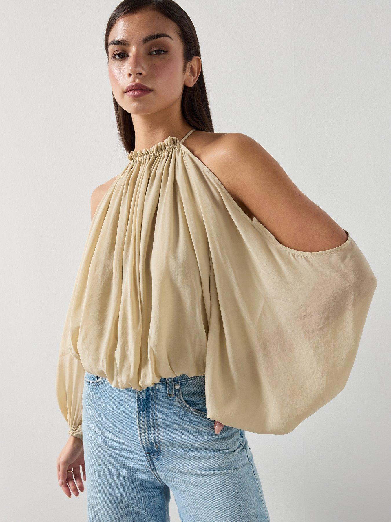Mango Off The Shoulder Lyocell Blouse - Green