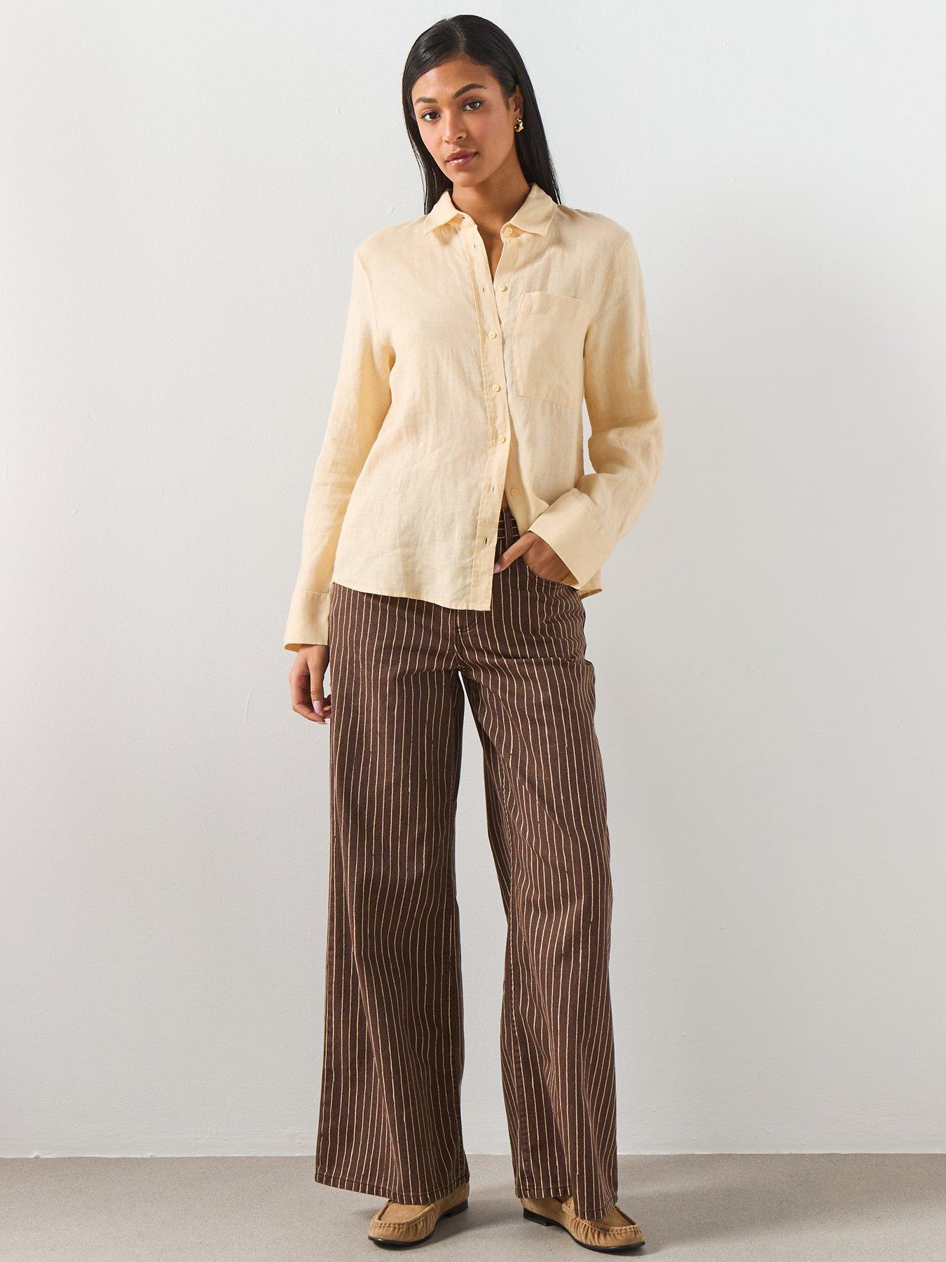  image of mango-pocket-linen-shirt-yellow