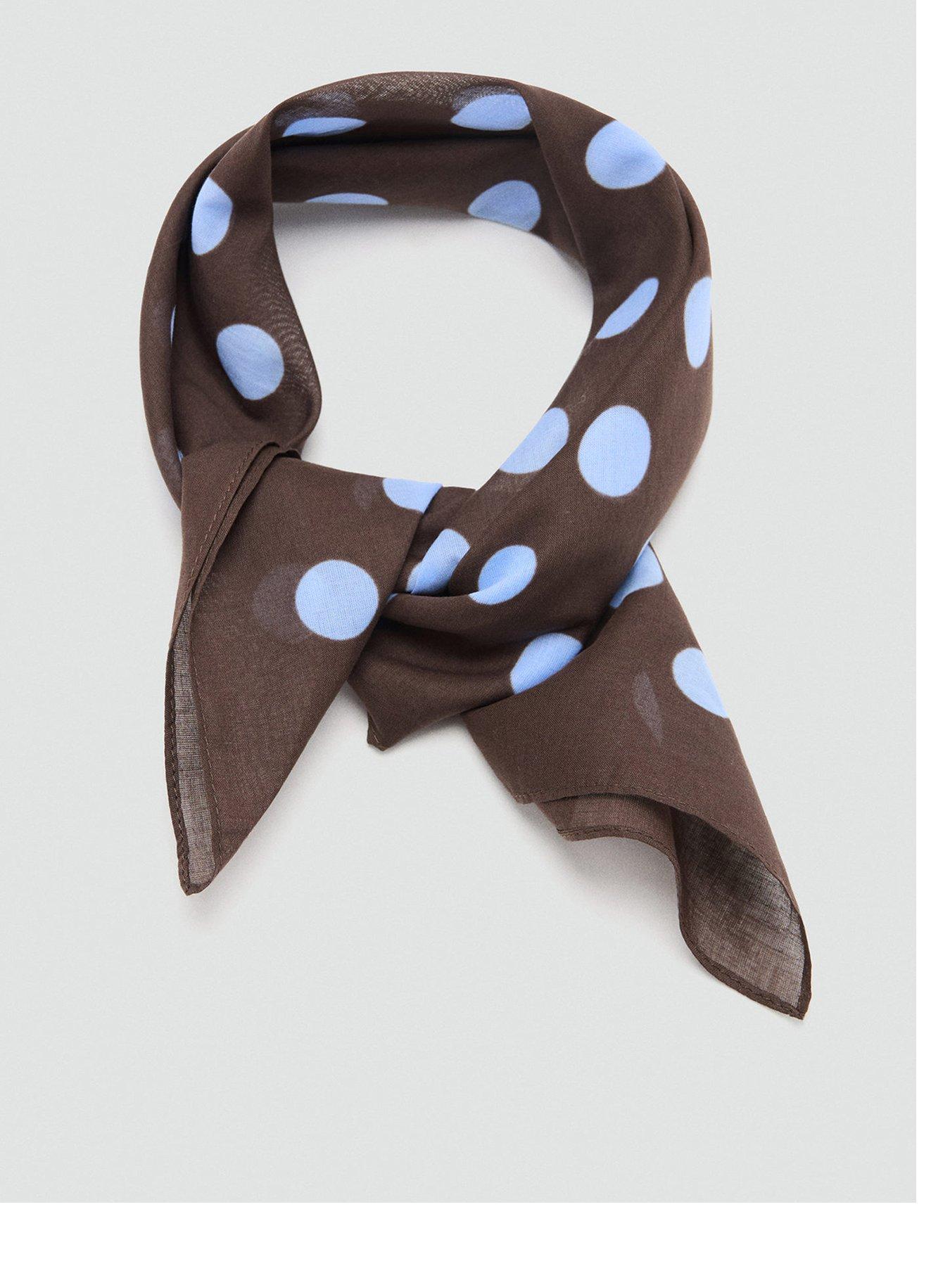 front image of mango-polka-dot-print-scarf-brown