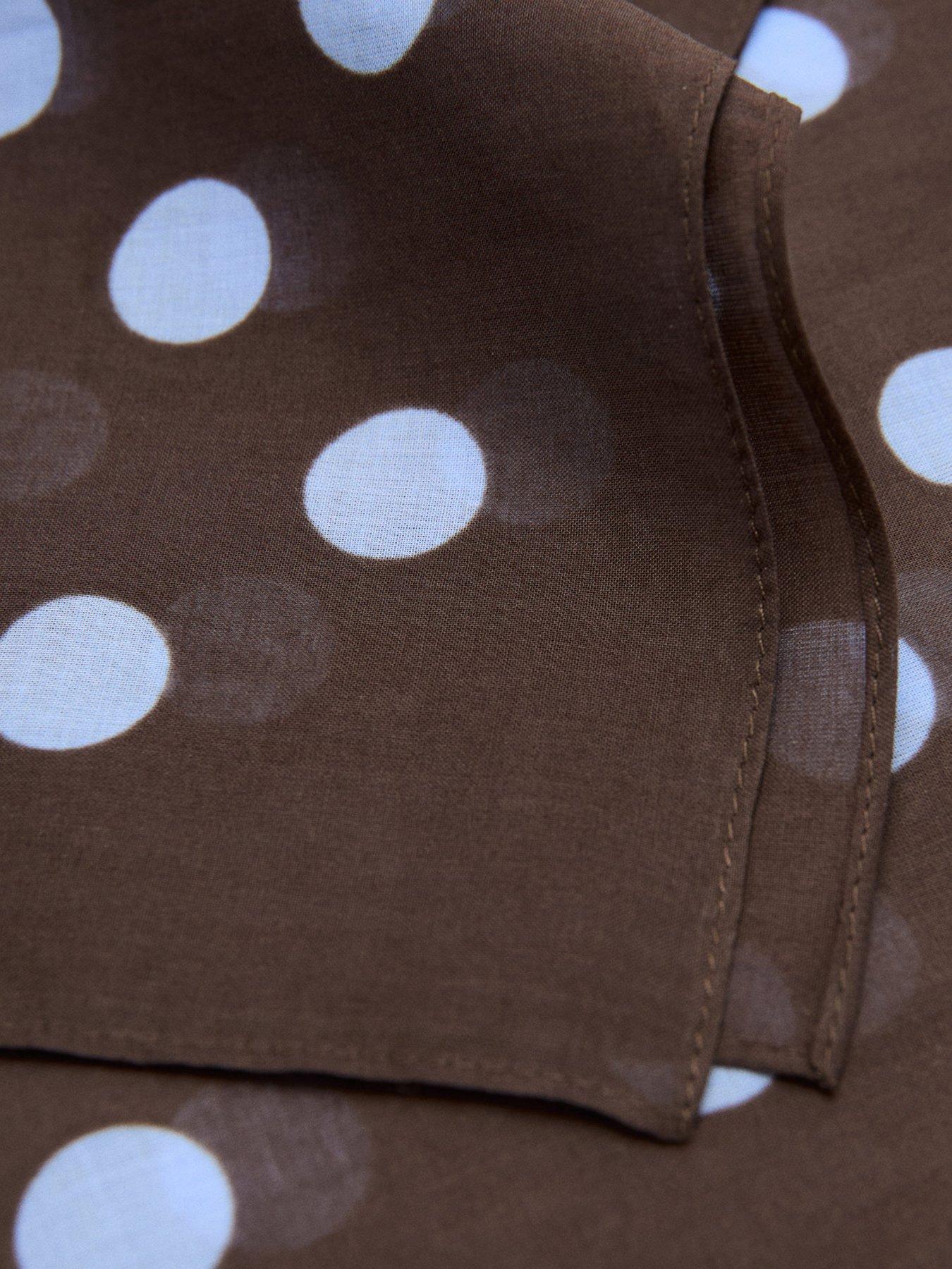 stillFront image of mango-polka-dot-print-scarf-brown