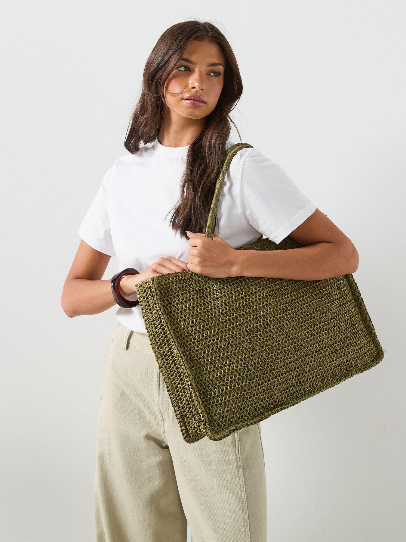 Image 2 of 5 of Mango Natural Fibre Tote Bag - Khaki