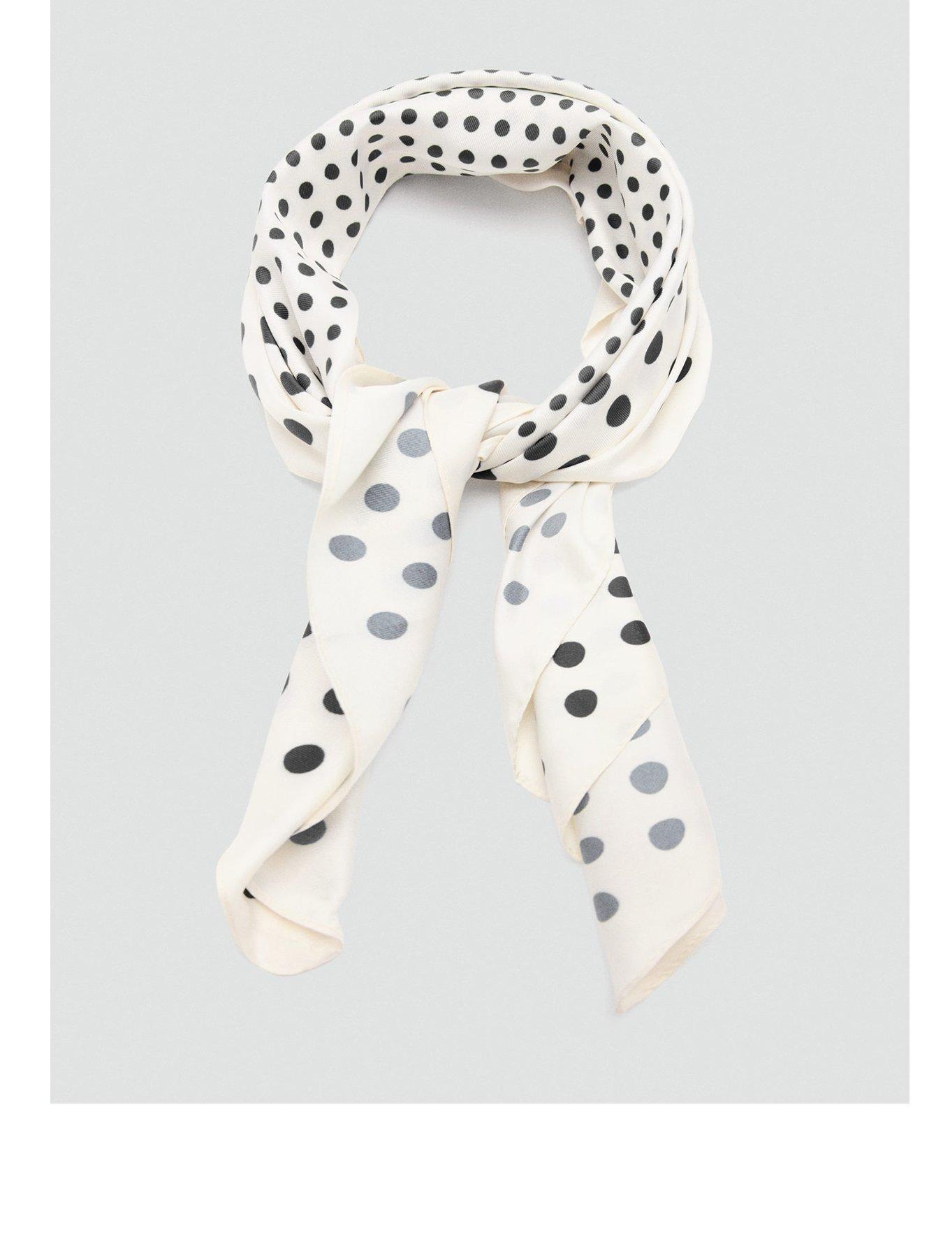  image of mango-satin-check-print-scarf-beige