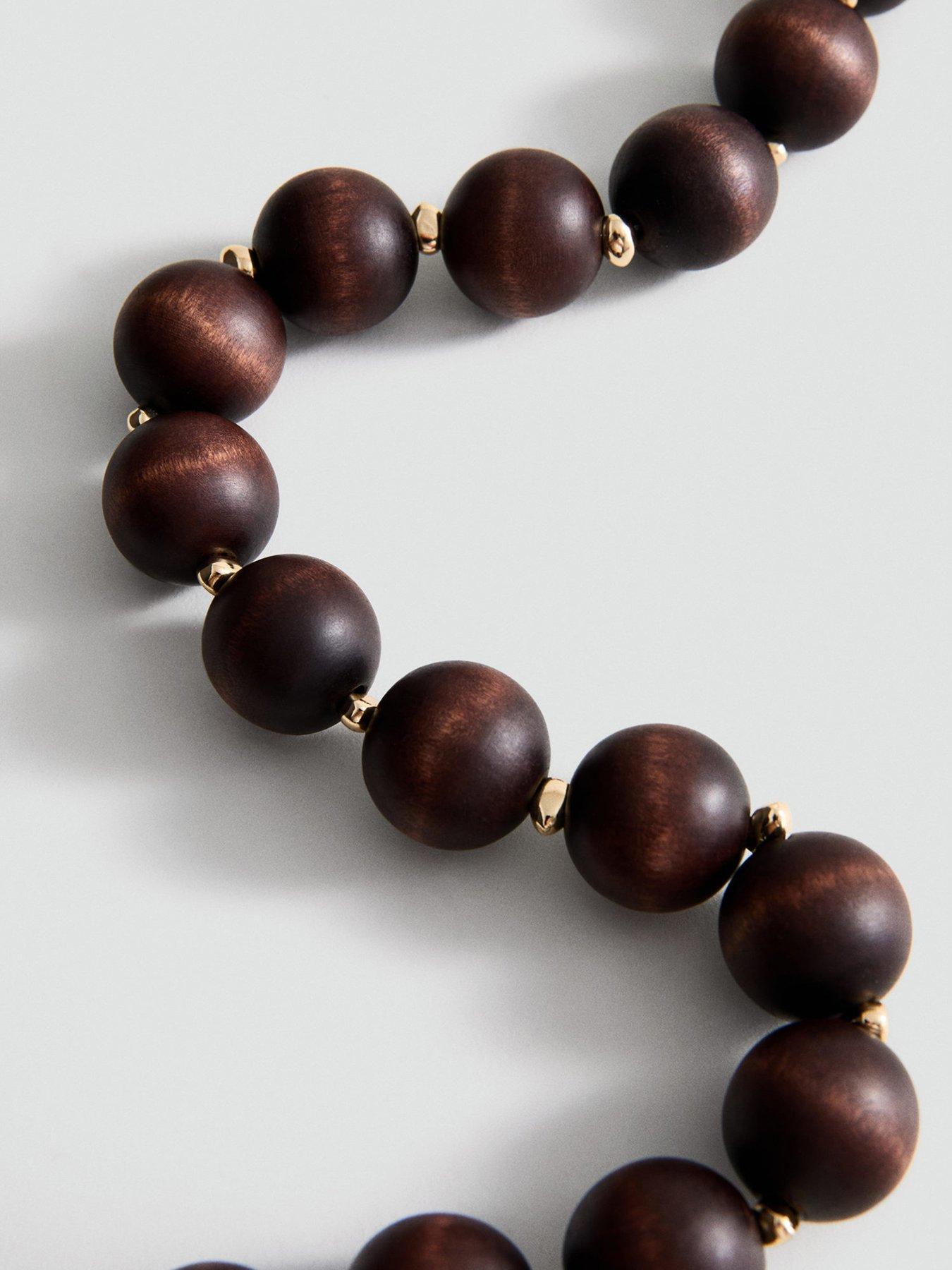  image of mango-wooden-ball-necklace-brown