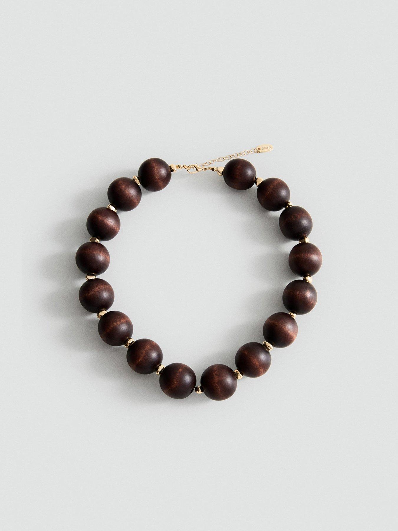  image of mango-wooden-ball-necklace-brown