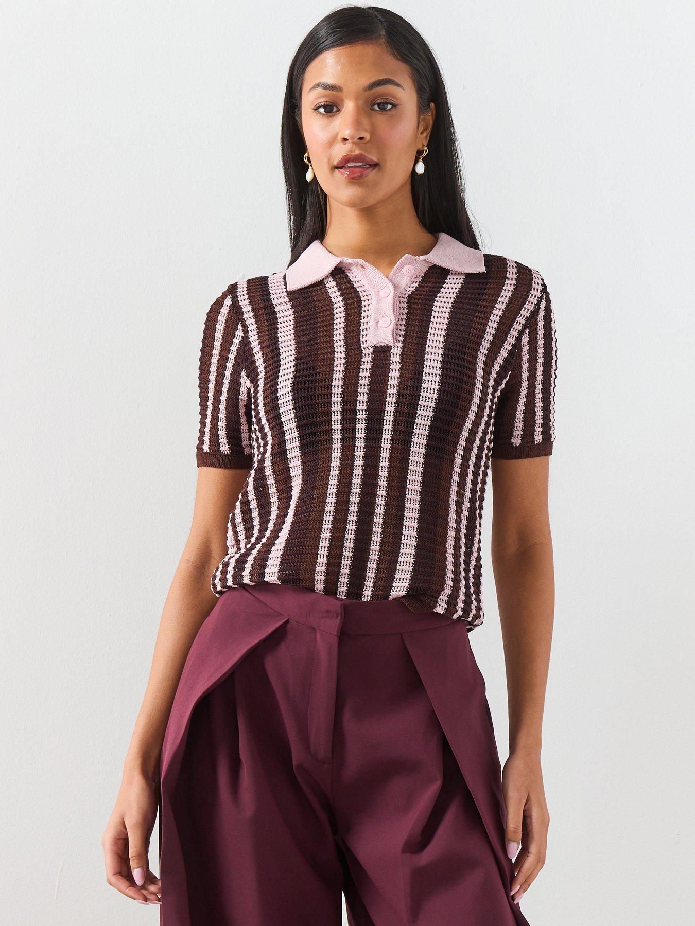 Mango Knitted Polo Sweater - Brown